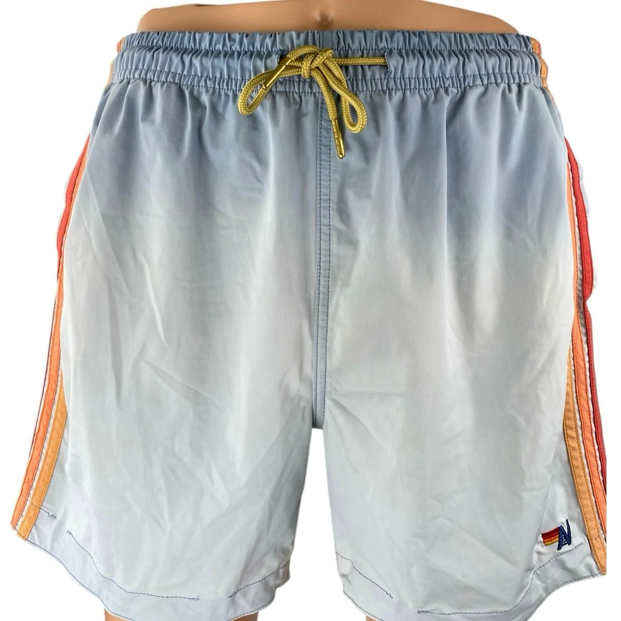Aviator Nation 5 Stripe Flex Men's Blue Elastic Waist Activewear Swim Shorts 32 - Image 4