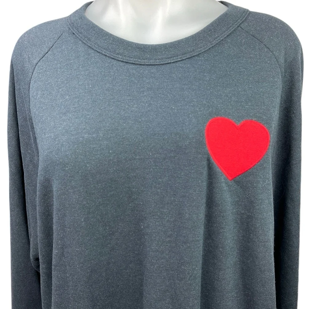 Aviator Nation Blue Raglan Crew Neck Heart Oversized Sweatshirt Top Size XL - Image 3