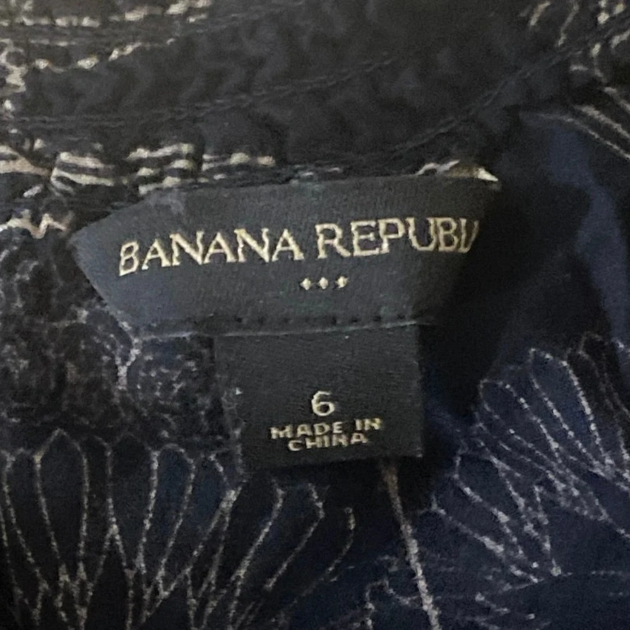 Banana Republic Black Peasant Floral Smocked Button Up Mini Shirt Dress Size S - Image 5