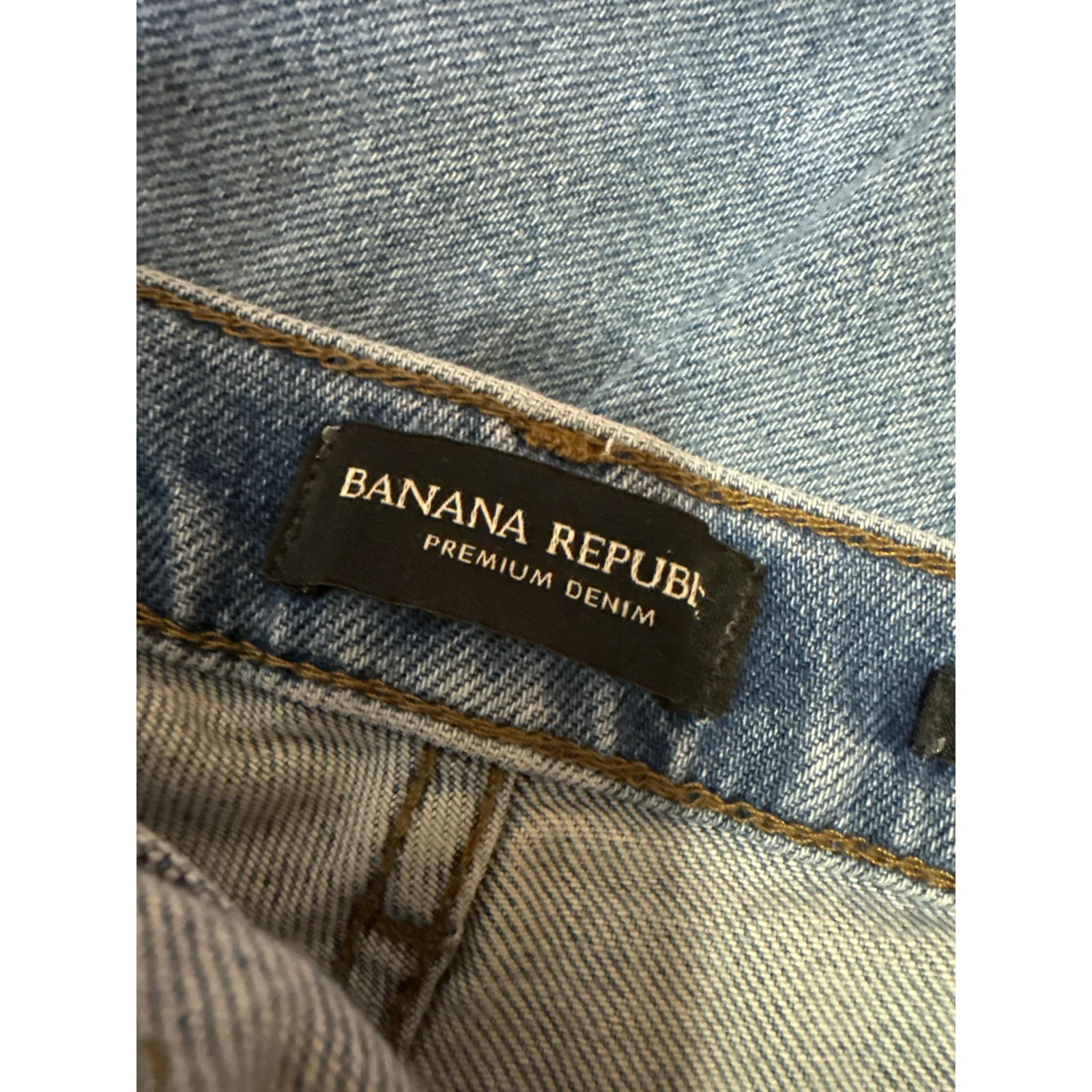 Banana Republic Blue High Rise Straight Distressed Ripped Knee Denim Jeans Sz 27 - Image 4