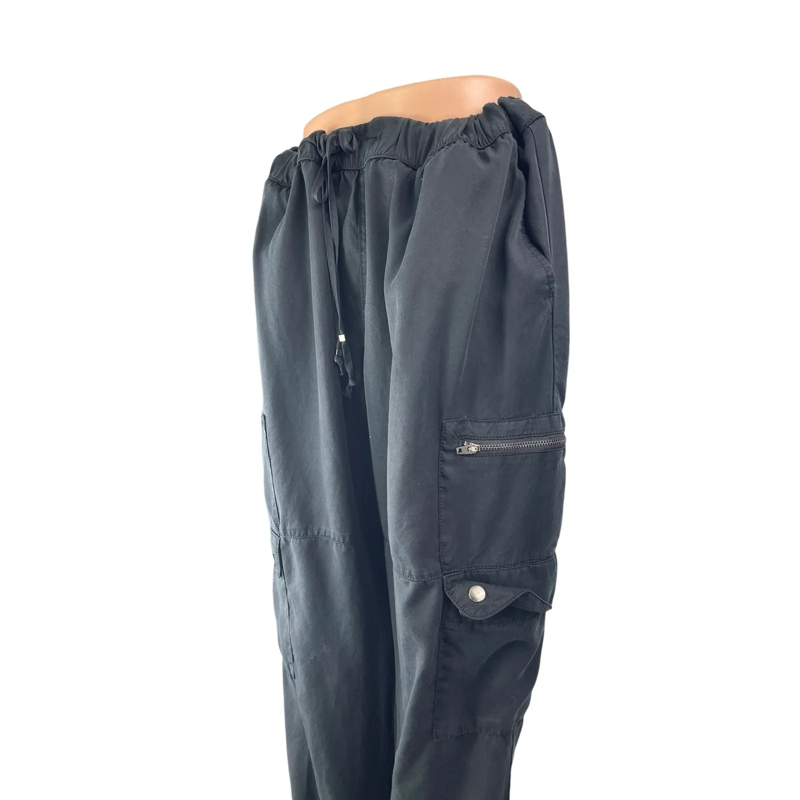 Banana Republic Blue High Waisted Drawstring Tapered Leg Cargo Jogger Pants Sz L - Image 3