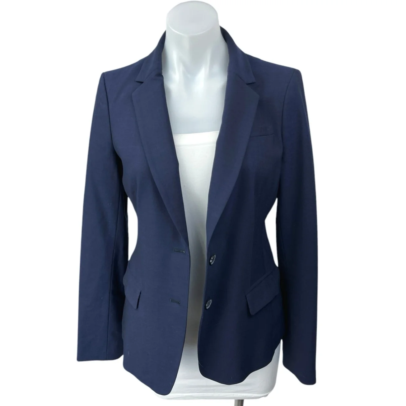 Banana Republic Blue Wool Long Sleeve Notch Collar Button Blazer Coat Jacket 4 - Image 3