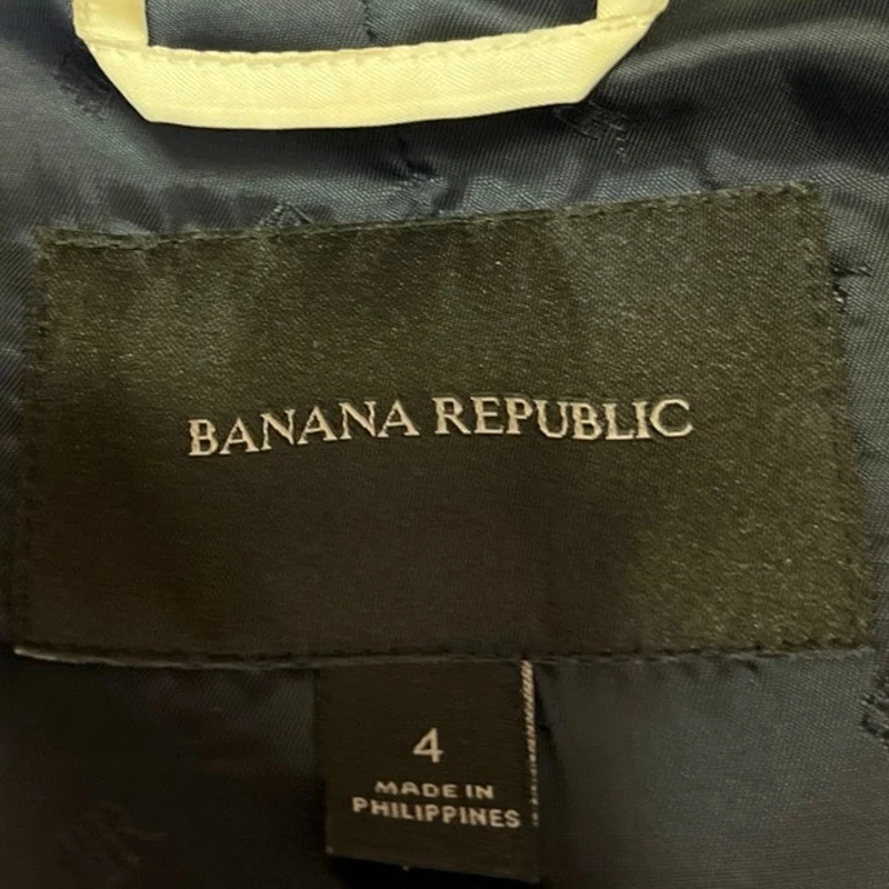 Banana Republic Blue Wool Long Sleeve Notch Collar Button Blazer Coat Jacket 4 - Image 4