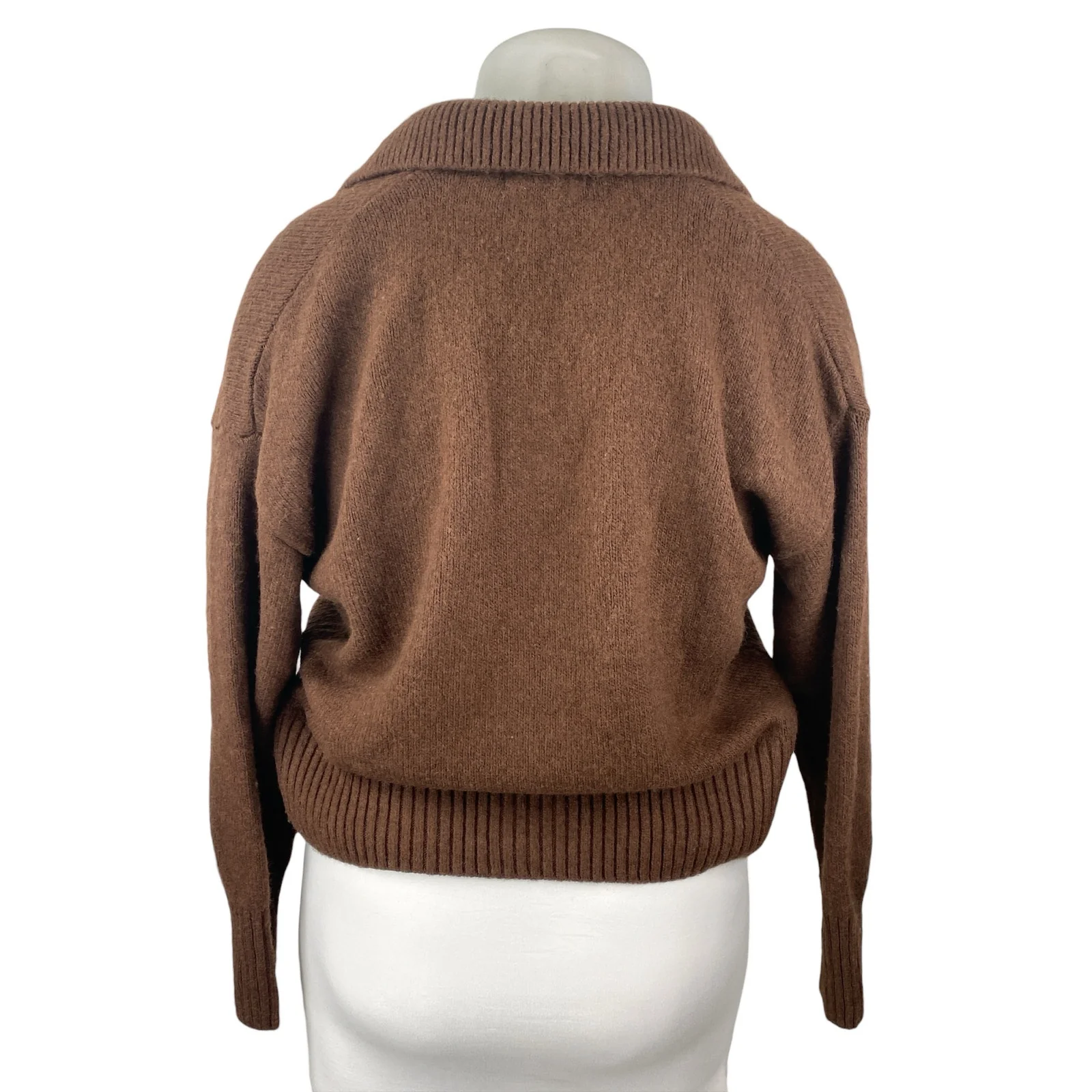Banana Republic Brown Collared Long Sleeve Button Down Cardigan Sweater Top XL - Image 2