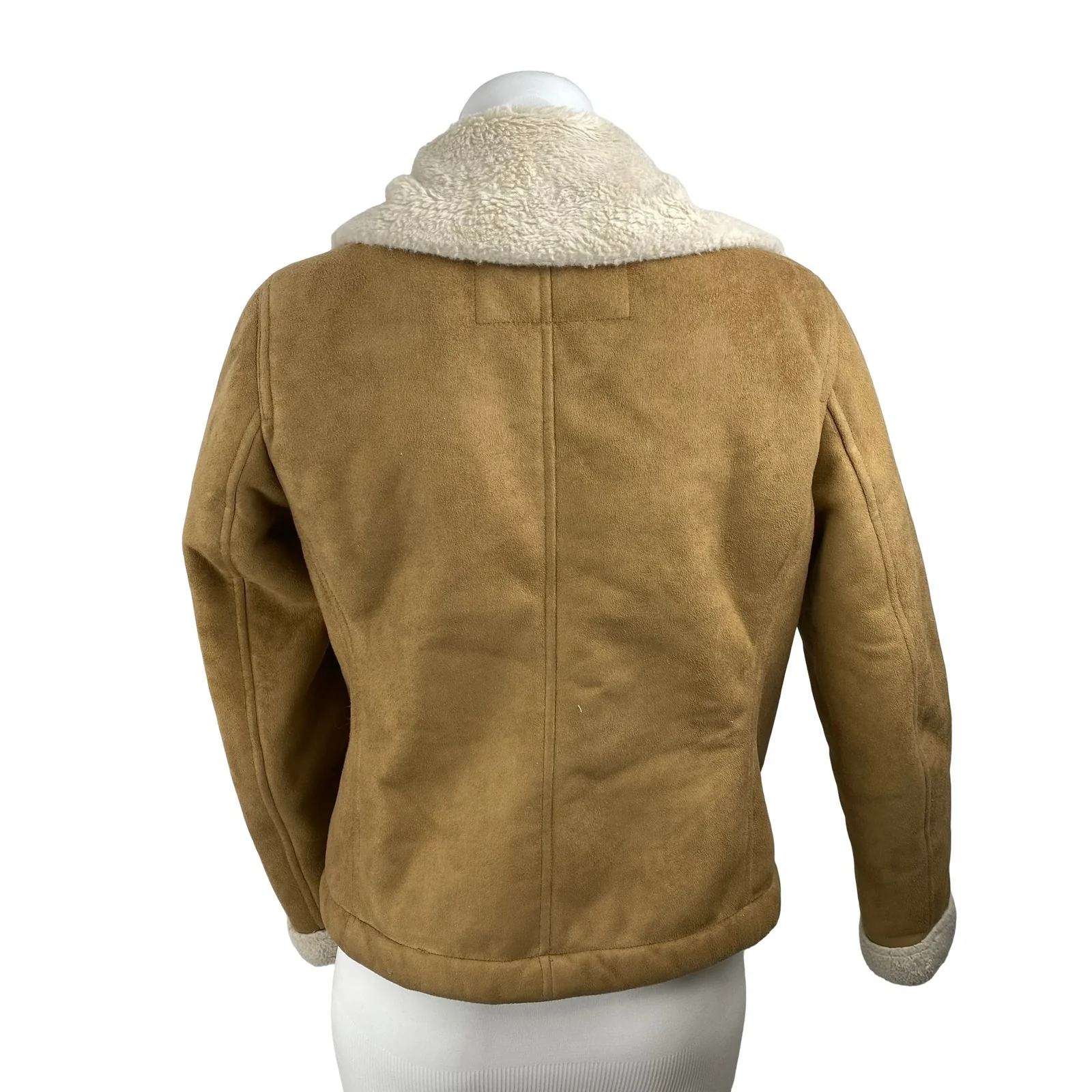 Banana Republic Faux Shearling Collared Long Sleeve Moto Biker Coat Jacket Sz XS - Image 4