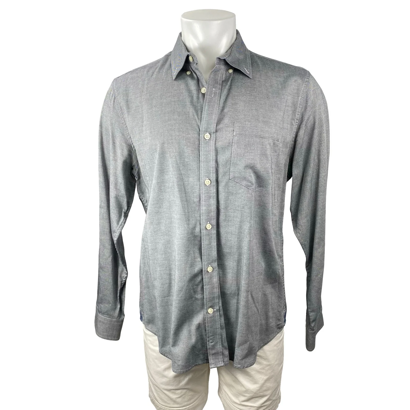 Banana Republic Gray Collared Long Sleeve Chest Pocket Button Down Shirt Top L