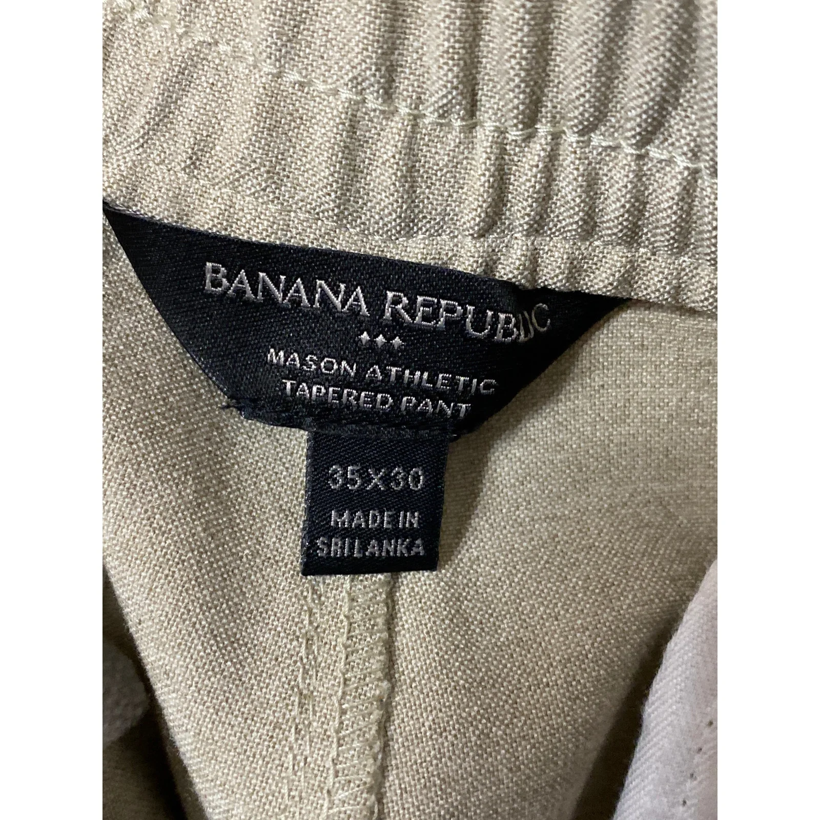 Banana Republic Mason Athletic Tapered Men's Khaki Beige Trousers Pants Size 35 - Image 5
