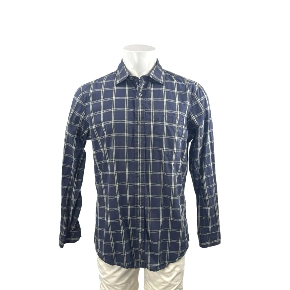 Banana Republic Men's Blue Plaid Classic Fit Long Sleeve Button Up Shirt Top L