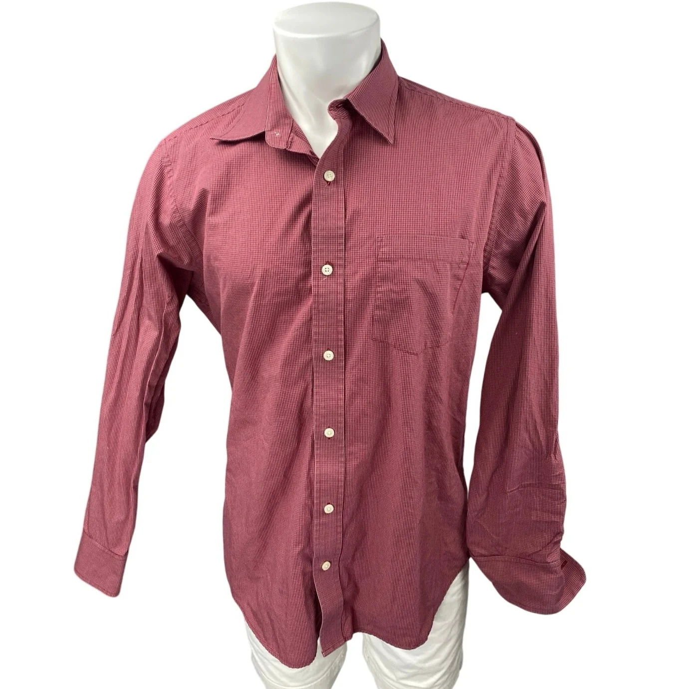 Banana Republic Men's Red Checkered Long Sleeve Button Down Shirt Top Size L
