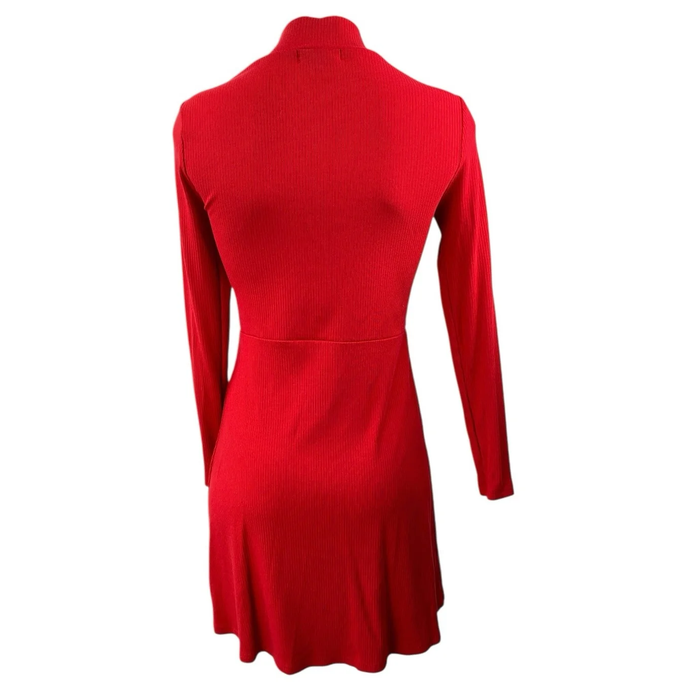 Banana Republic Red Long Sleeve Turtleneck Ribbed Knit A Line Mini Dress Size XS - Image 2