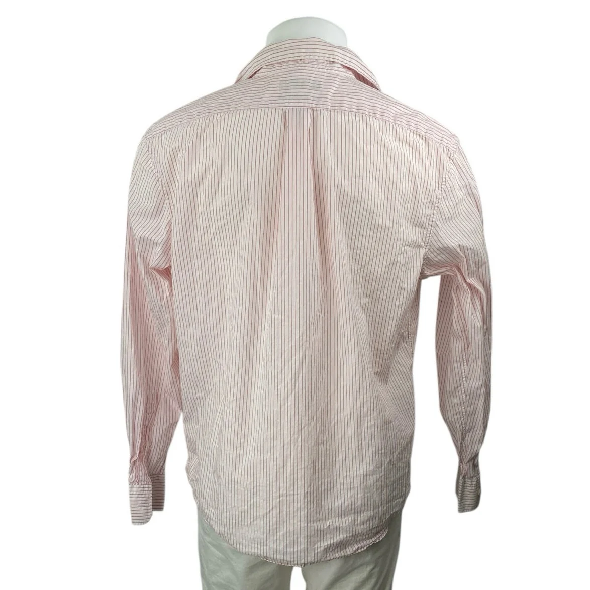 Banana Republic Untucked Men's Pink White Striped Long Sleeve Button Shirt Top L - Image 2