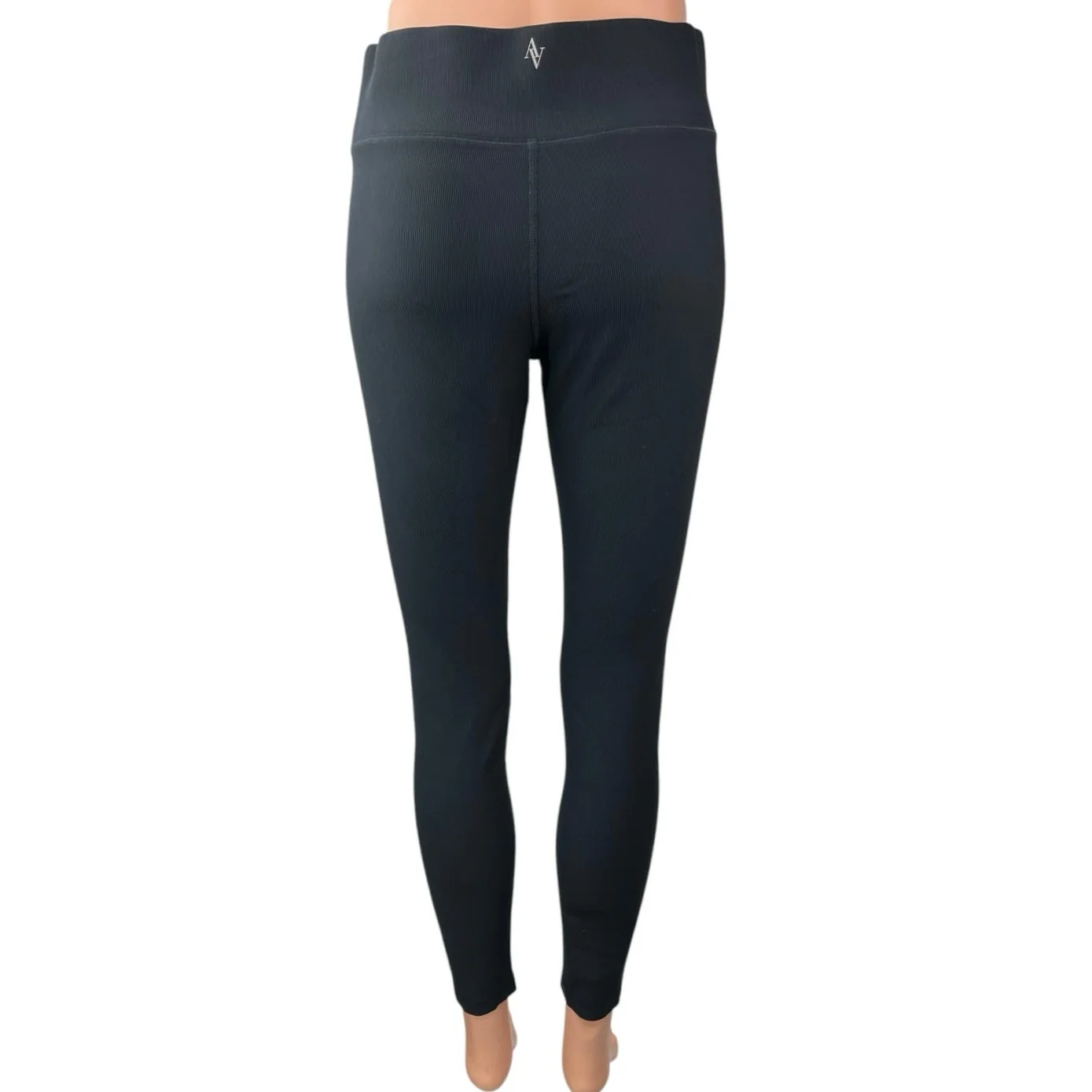 Bandier x All Access Black Ribbed Mid Rise Workout Athletic Leggings Pants Sz L - Image 3