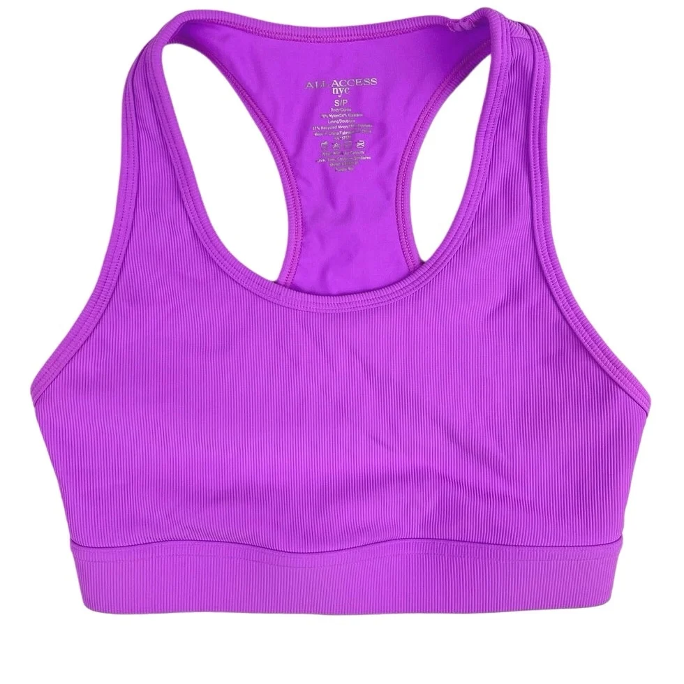 Bandier x All Access Purple Active Yoga Racerback Sports Bra & Leggings Set Sz S - Image 5