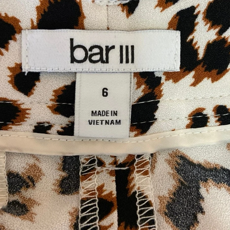 Bar III NWT Multicolor Leopard-Print High Waist Tie Belt Cuffed Hem Shorts Sz 6 - Image 4