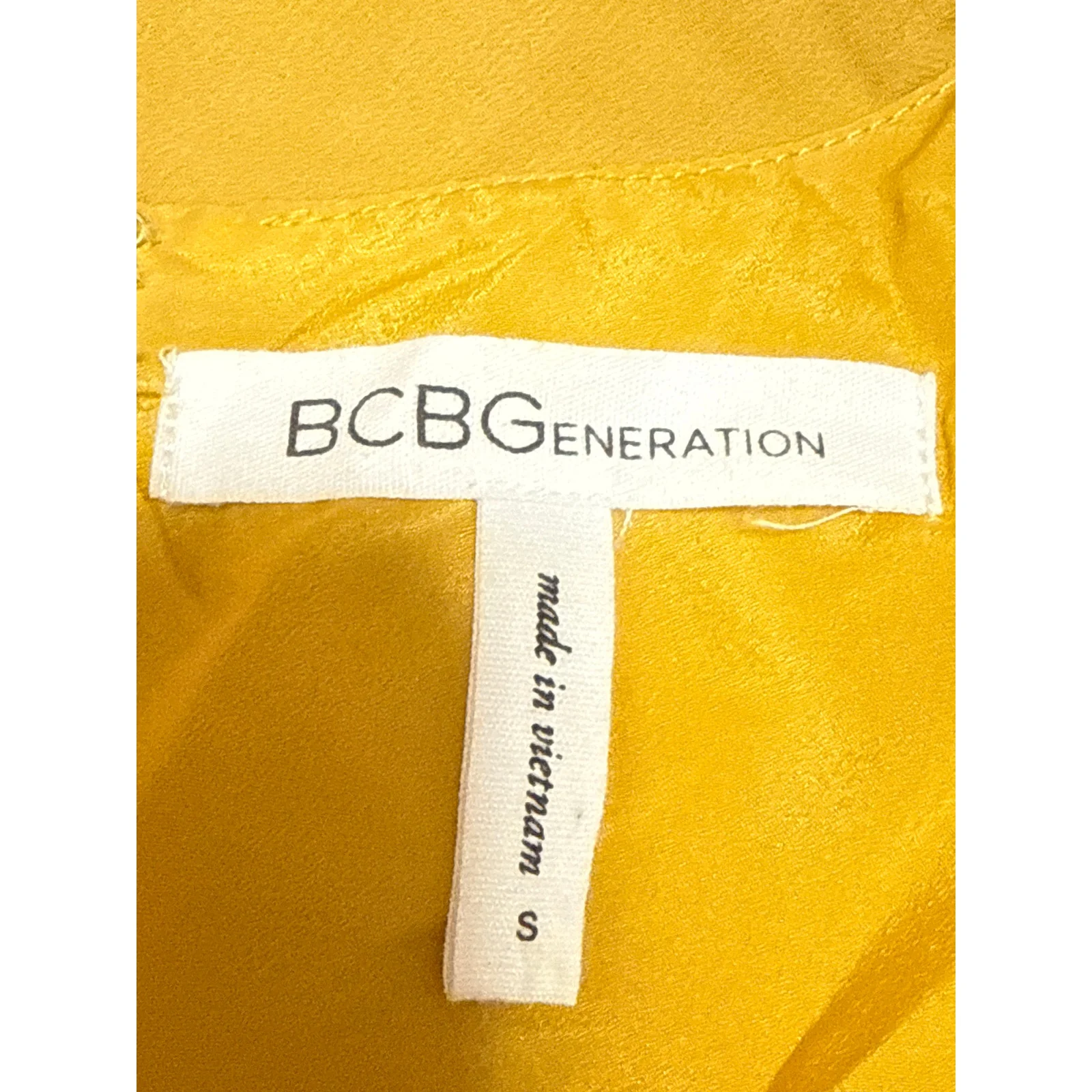 BCBGeneration Women's Yellow Sleeveless Tie Neck Pleated Mini Tank Shift Dress S - Image 4