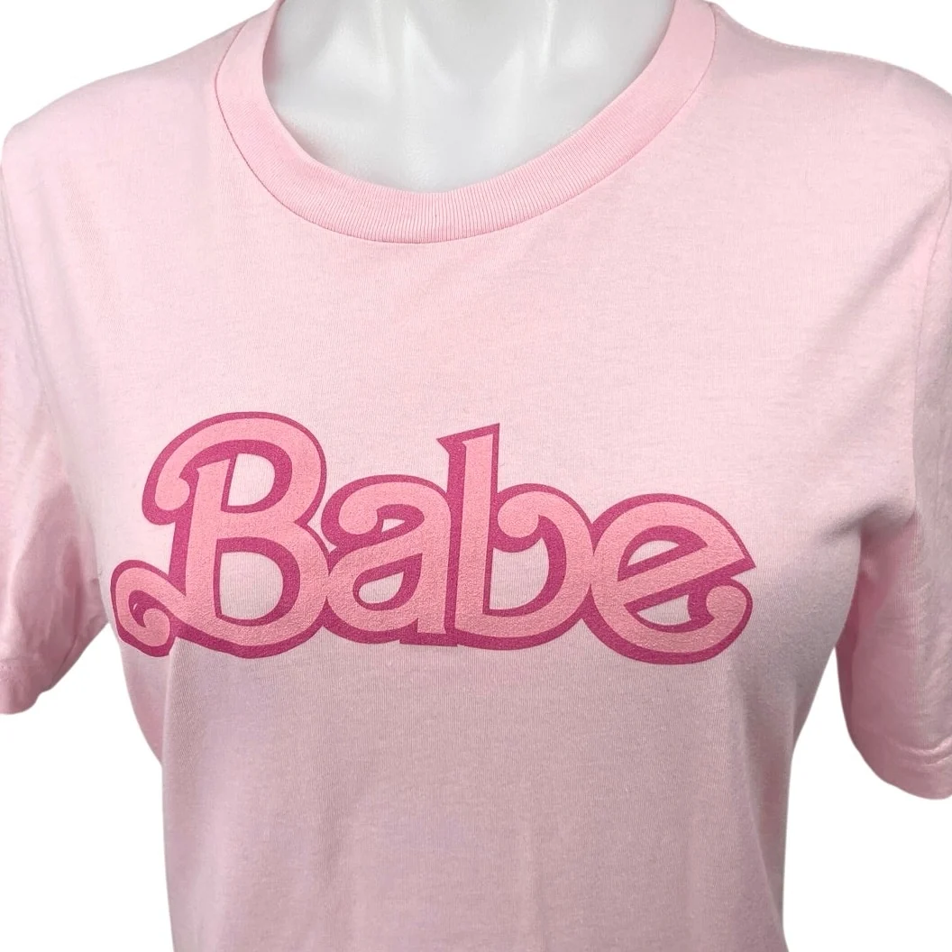 Bella Canvas Women's Pink Babe Short Sleeve Pullover Graphic Tee T-Shirt Top S - Image 3