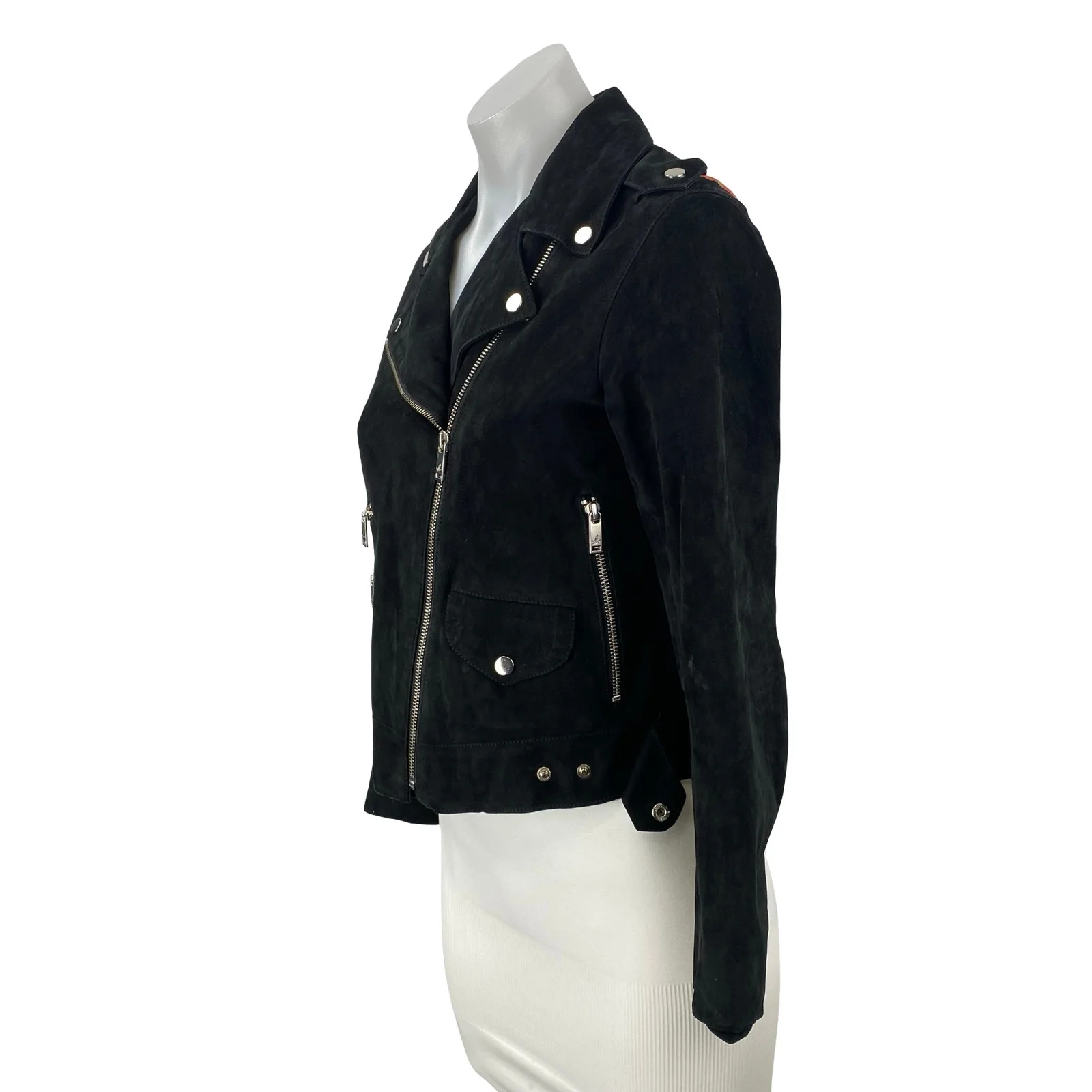 Beymen Club 100% Lamb Leather Men's Black Long Sleeve Moto Biker Coat Jacket XS - Image 2