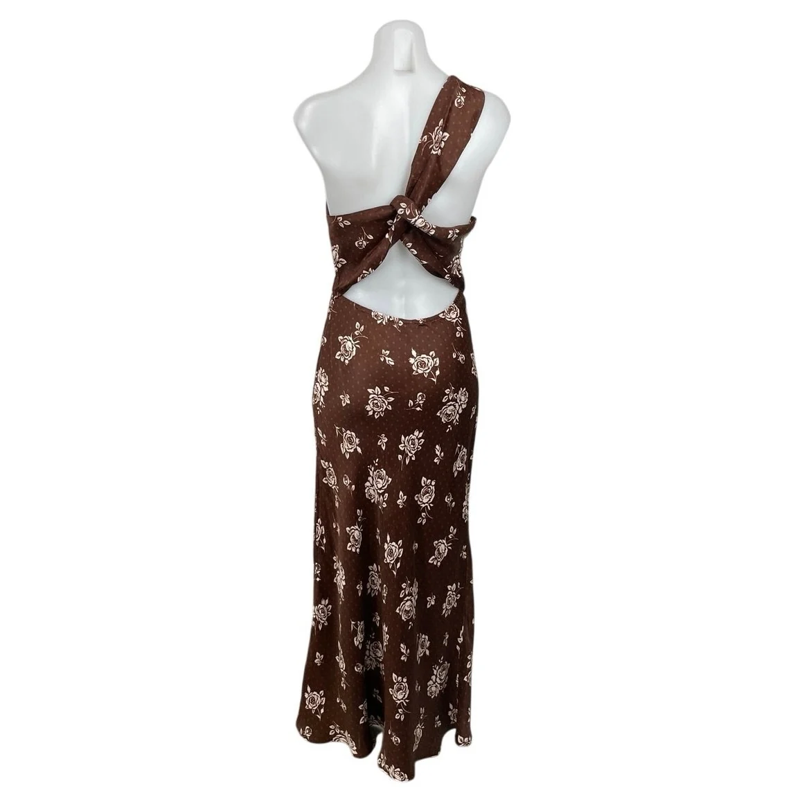 bl^nk Carilena Brown Floral One Shoulder Sleeveless Maxi Tank Sheath Dress Sz M - Image 4