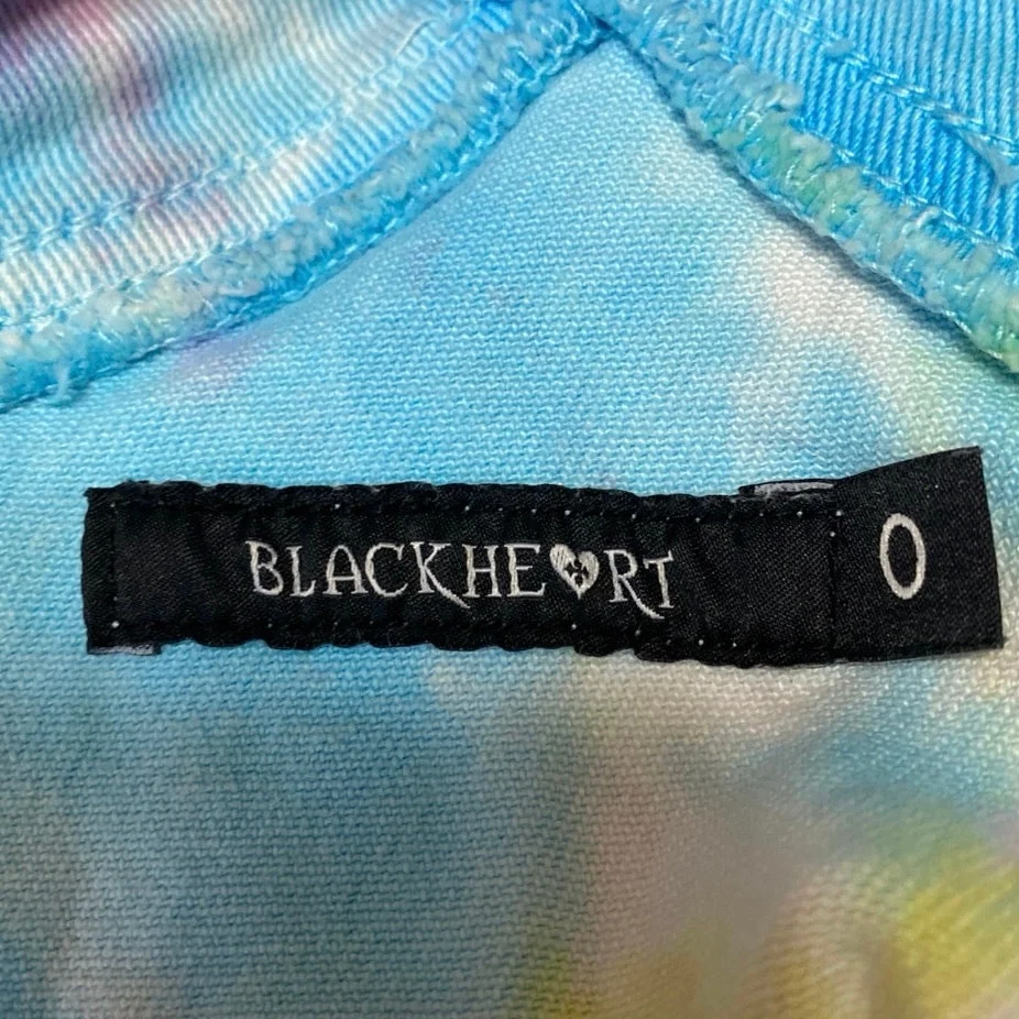 Black Heart Multicolor Rainbow Tie Die Frayed Hem Denim Jeans Jumpsuit Romper 0 - Image 4