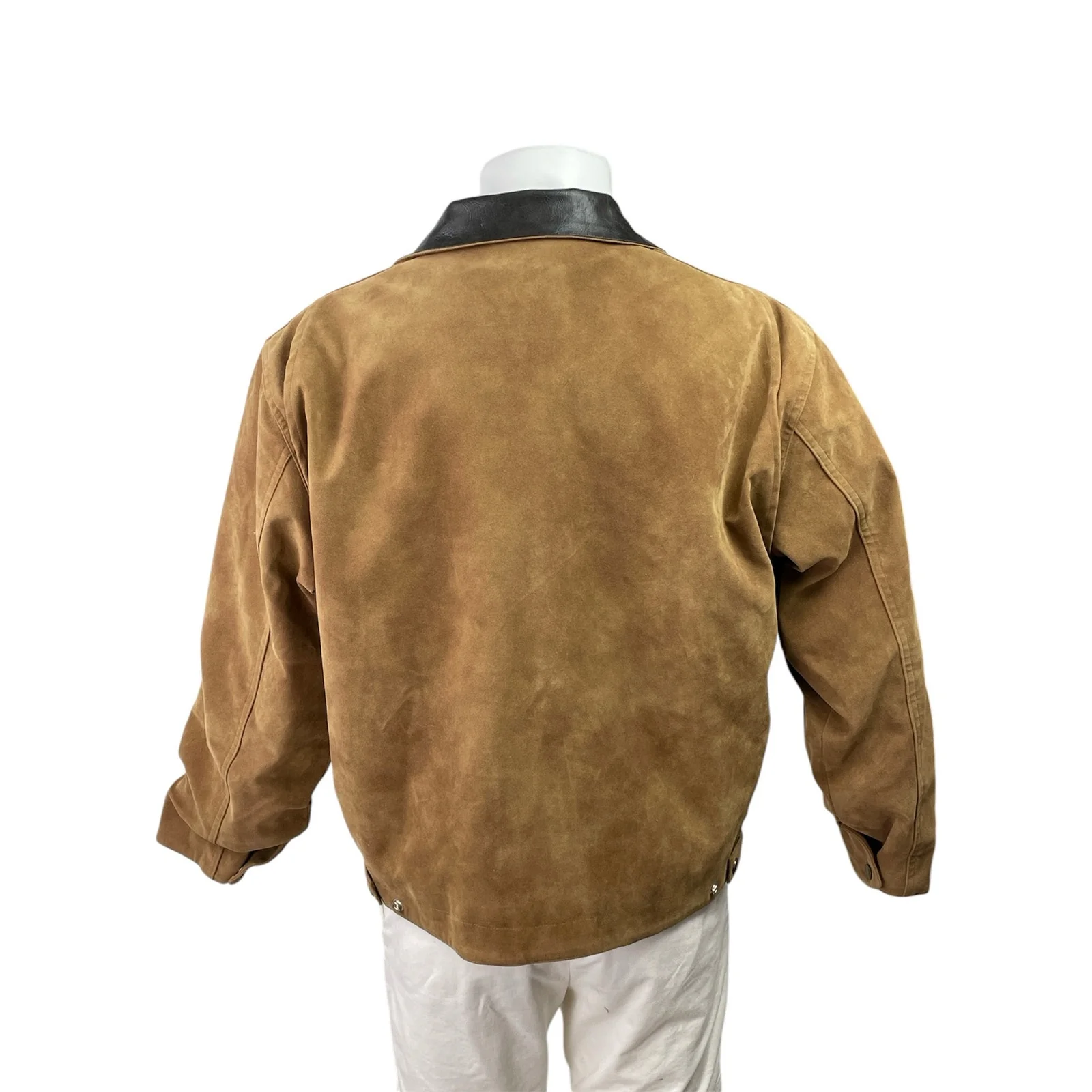 Blackicon Men's Tan Suede Full Zip Long Sleeve Collared Bomber Jacket Size L - Image 3