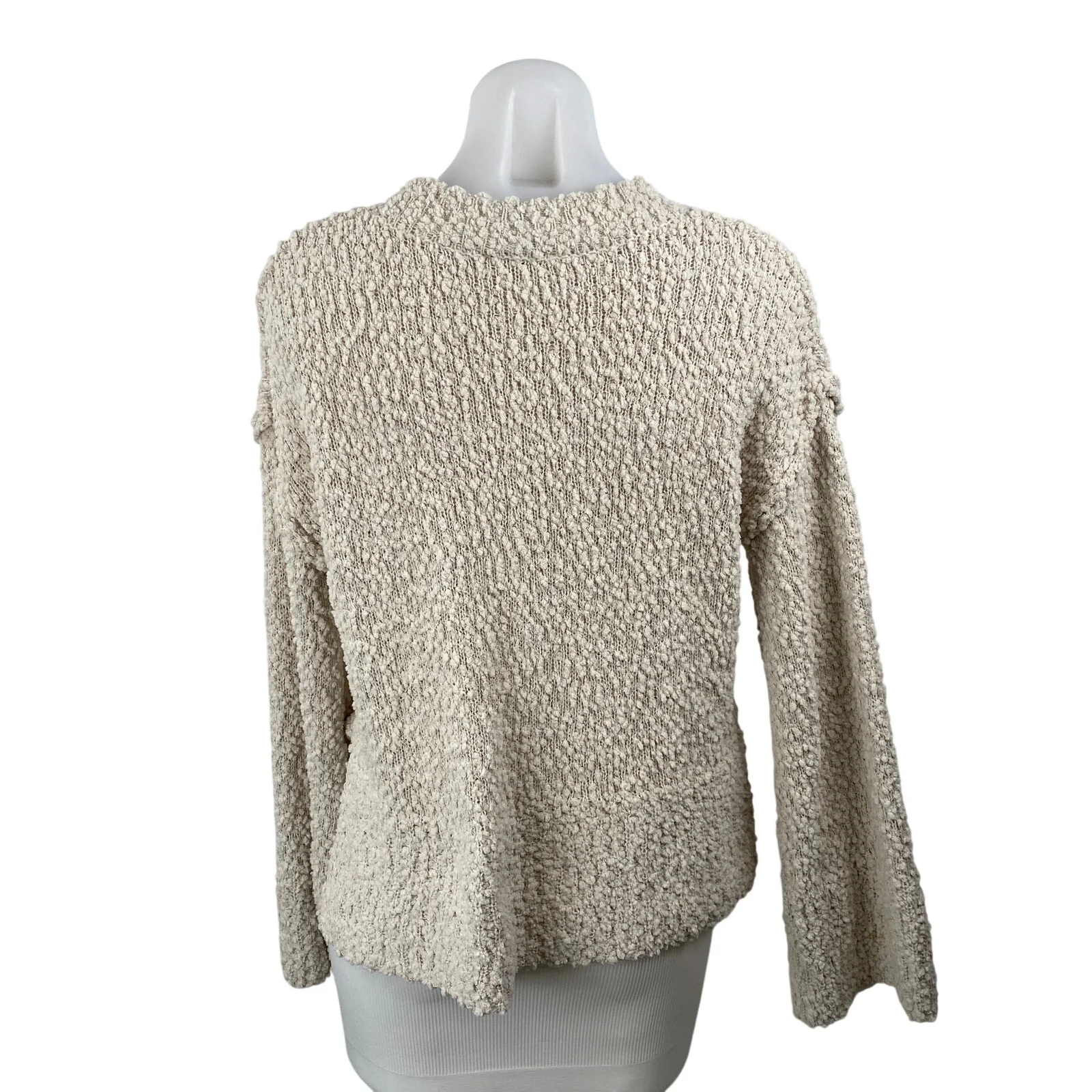 Bobeau Women's Beige Popcorn Knit Long Sleeve Crew Neck Sweater Top Size XS - Image 4