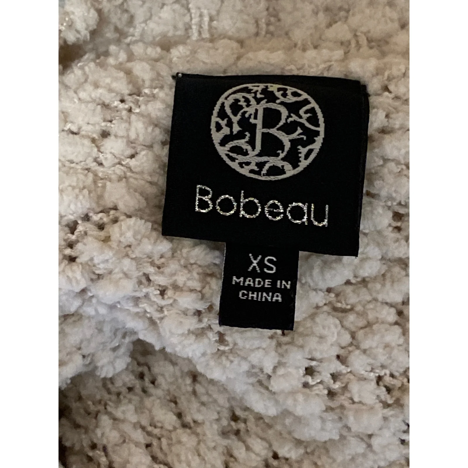 Bobeau Women's Beige Popcorn Knit Long Sleeve Crew Neck Sweater Top Size XS - Image 5