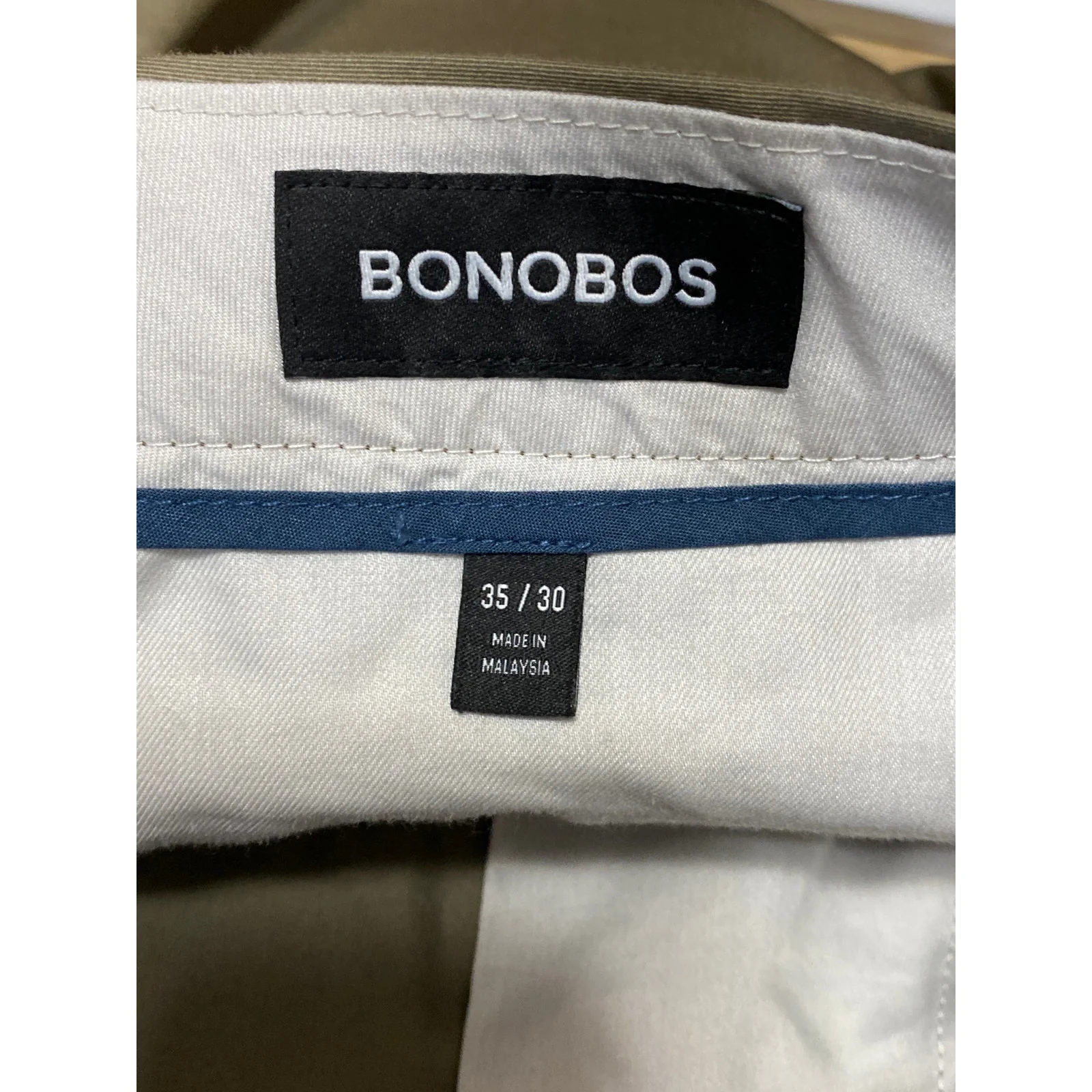 Bonobos Thursday Mens Olive Green Khaki Slim Fit Straight Trousers Pants Size 35\923.0 - Image 5