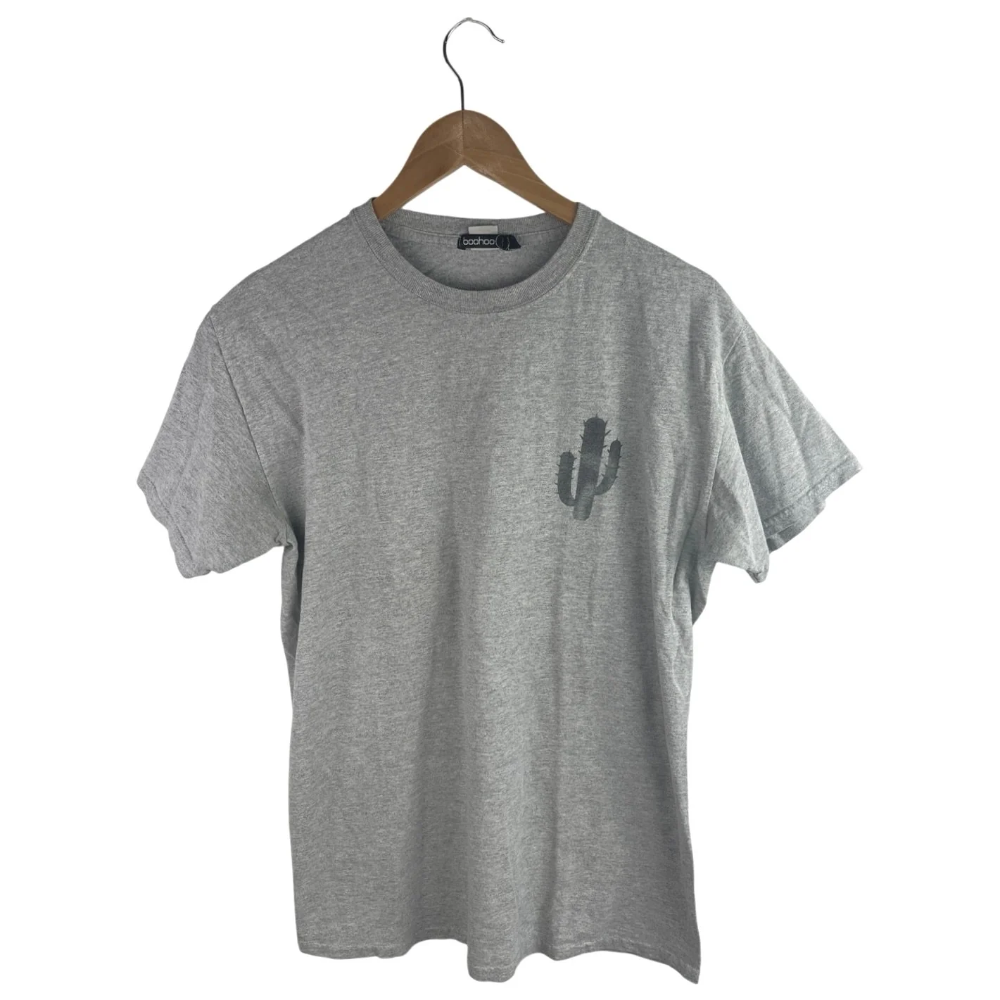 Boohoo Men's Gray Cactus Short Sleeve Crew Neck Pullover Tee T-Shirt Top Size L