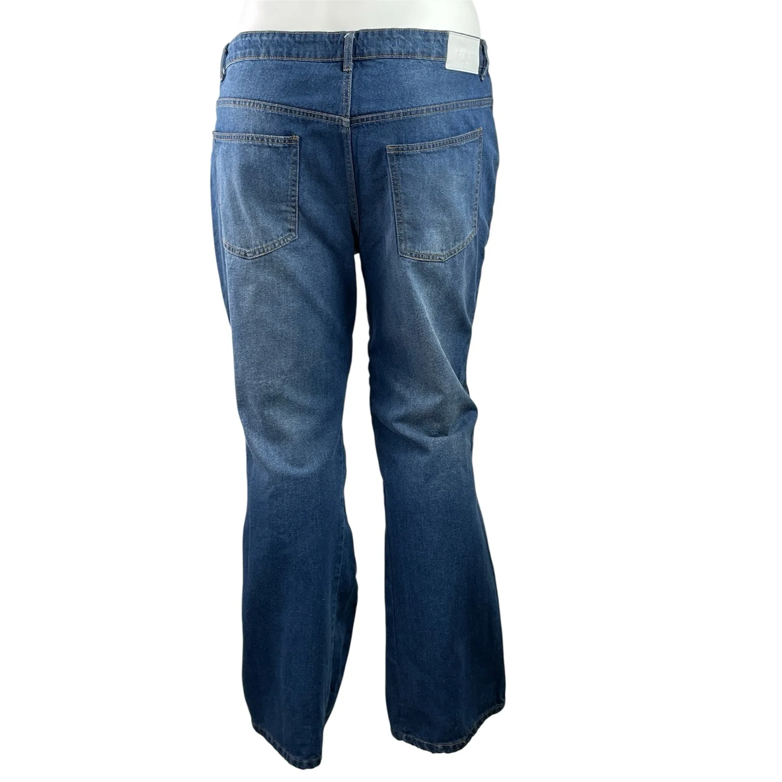 boohooMAN Mens Blus Patchworks Applique Carpenter Flared Denim Jeans Pants Sz 42 - Image 3