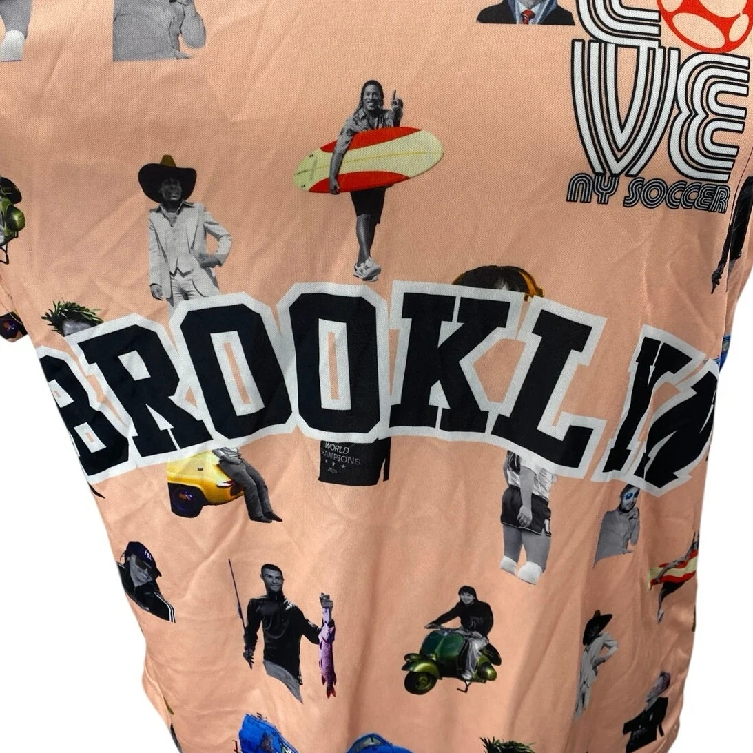 Brooklyn Glamorama LoveNYSoccer Orange Short Sleeve Jersey Tee T-Shirt Top Sz L - Image 3