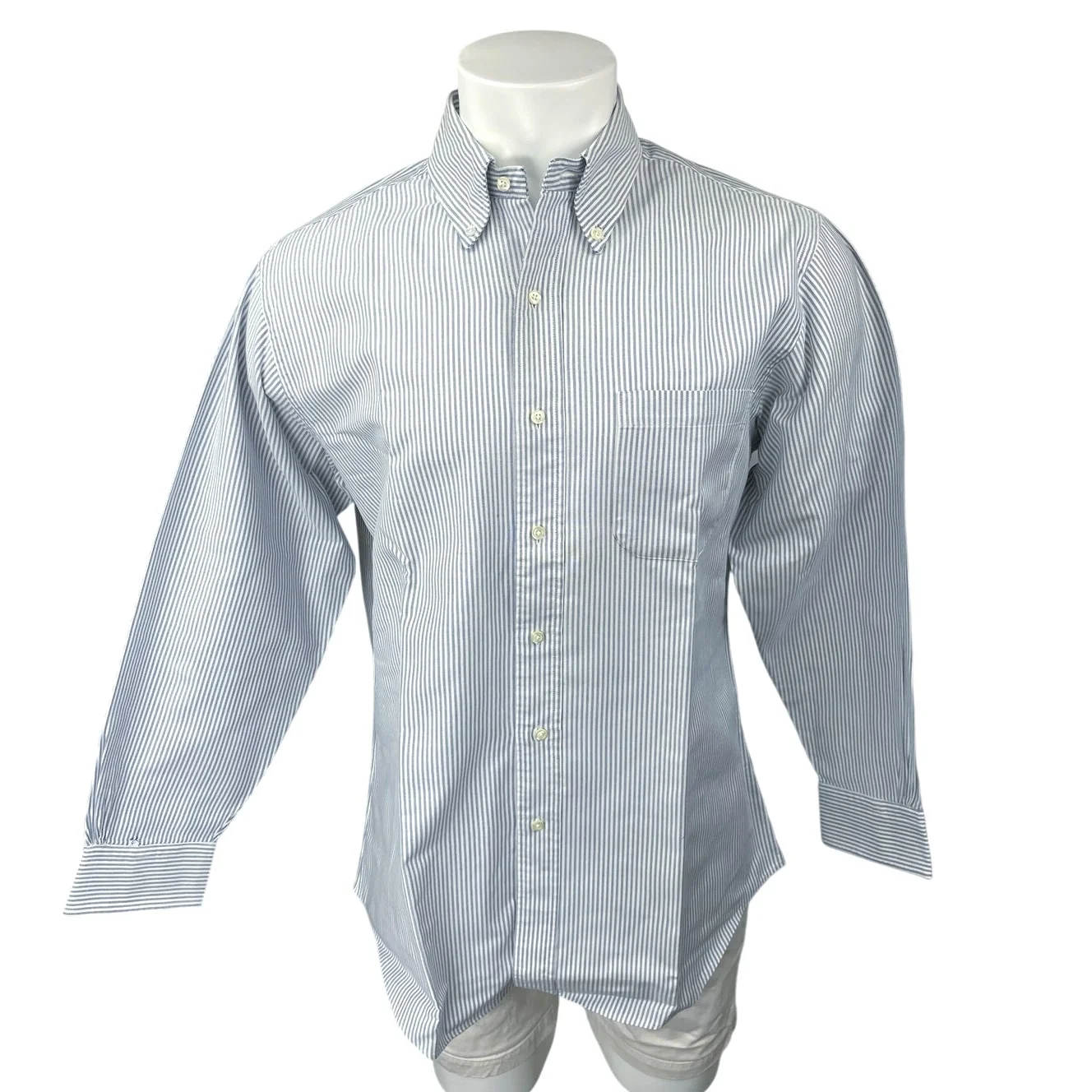 Brooks Brothers Men's Blue Striped Long Sleeve Button Down Dress Shirt 33 16.5