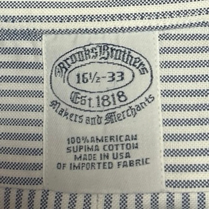 Brooks Brothers Men's Blue Striped Long Sleeve Button Down Dress Shirt 33 16.5 - Image 3