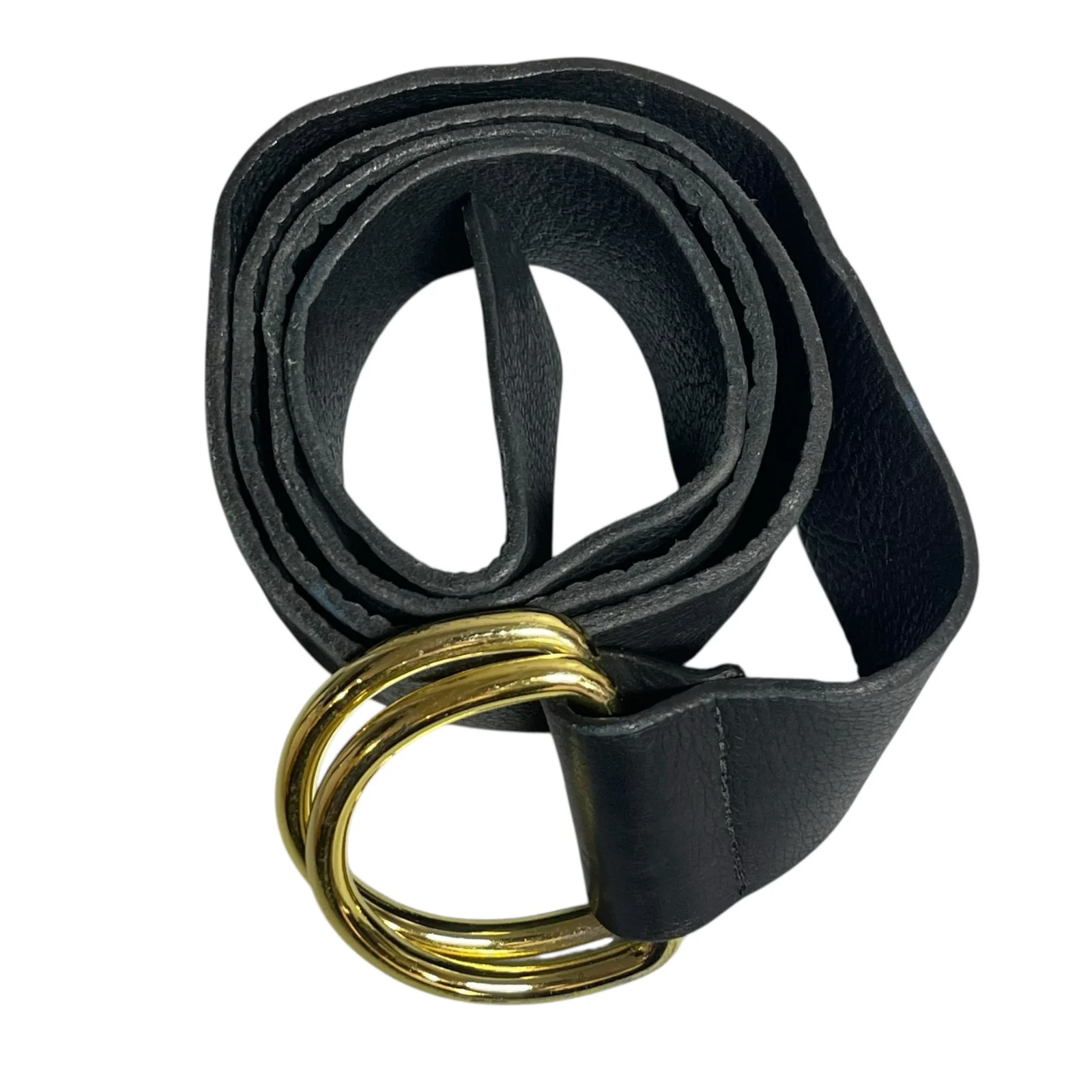 BTB B-low The Belt Black 100% Leather Pebbled Gold Buckle Waist Belt Size OS - Image 2