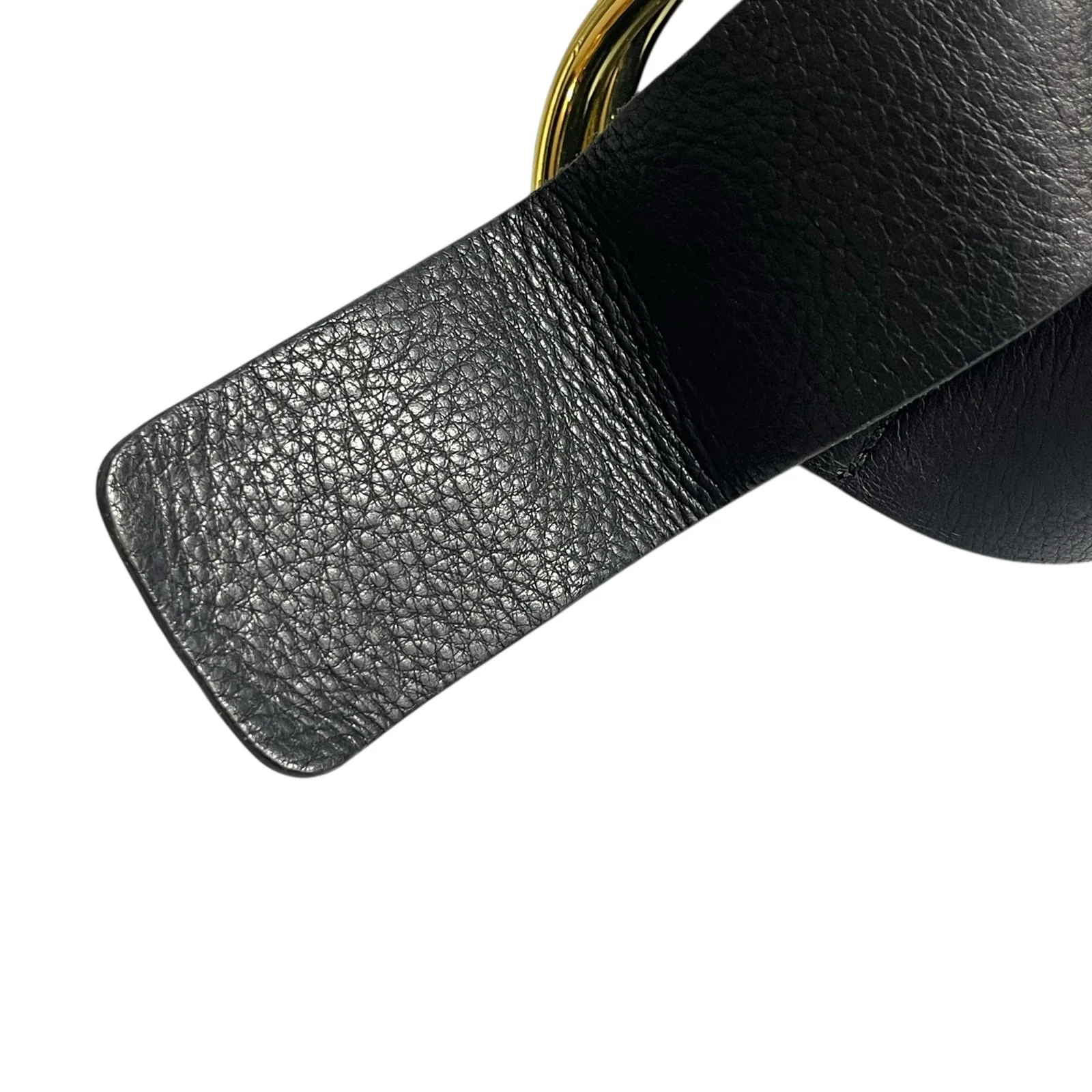 BTB B-low The Belt Black 100% Leather Pebbled Gold Buckle Waist Belt Size OS - Image 3