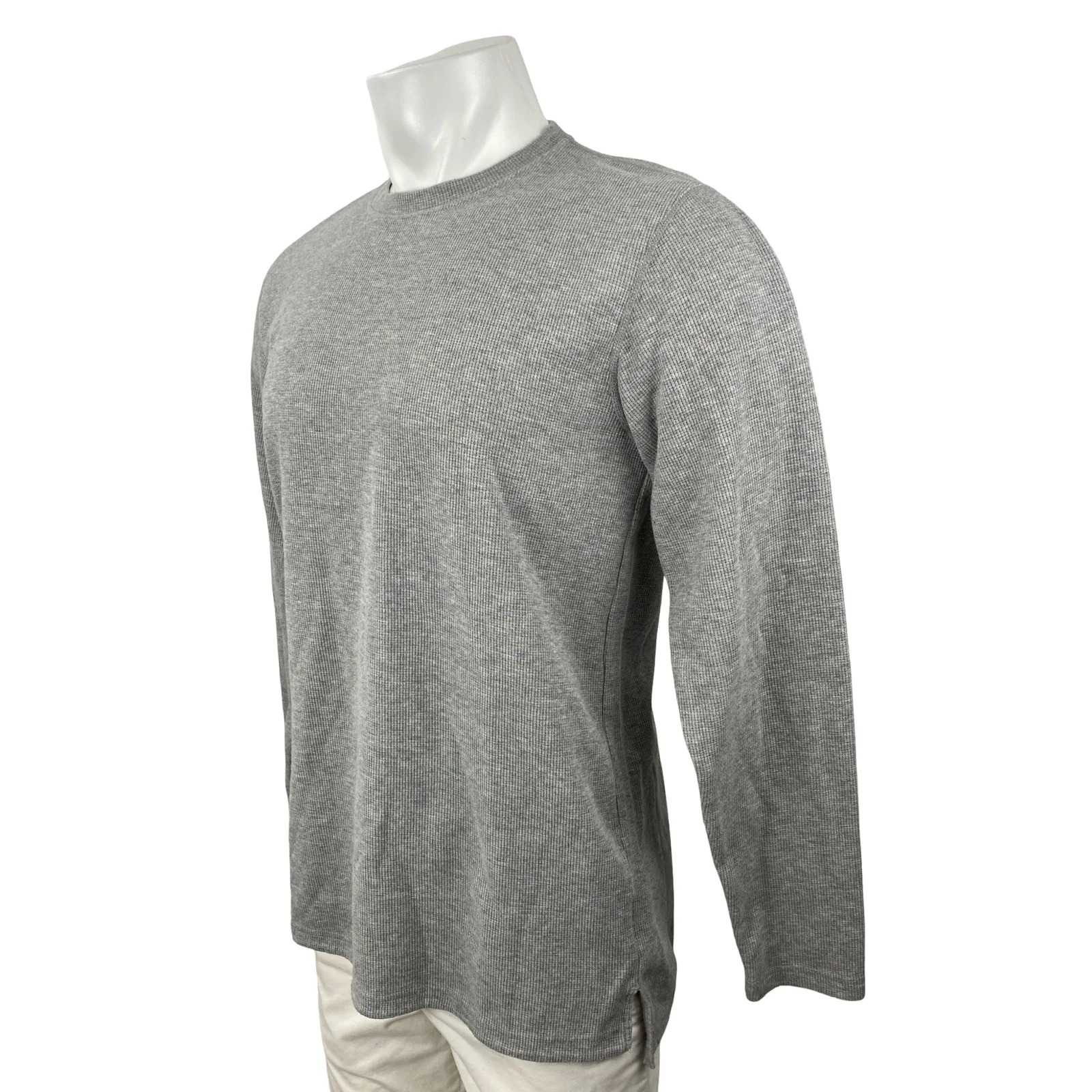 BYLT Men's Gray Long Sleeve Crew Neck Waffle Knit Thermal T Shirt Tee Top Size M - Image 2