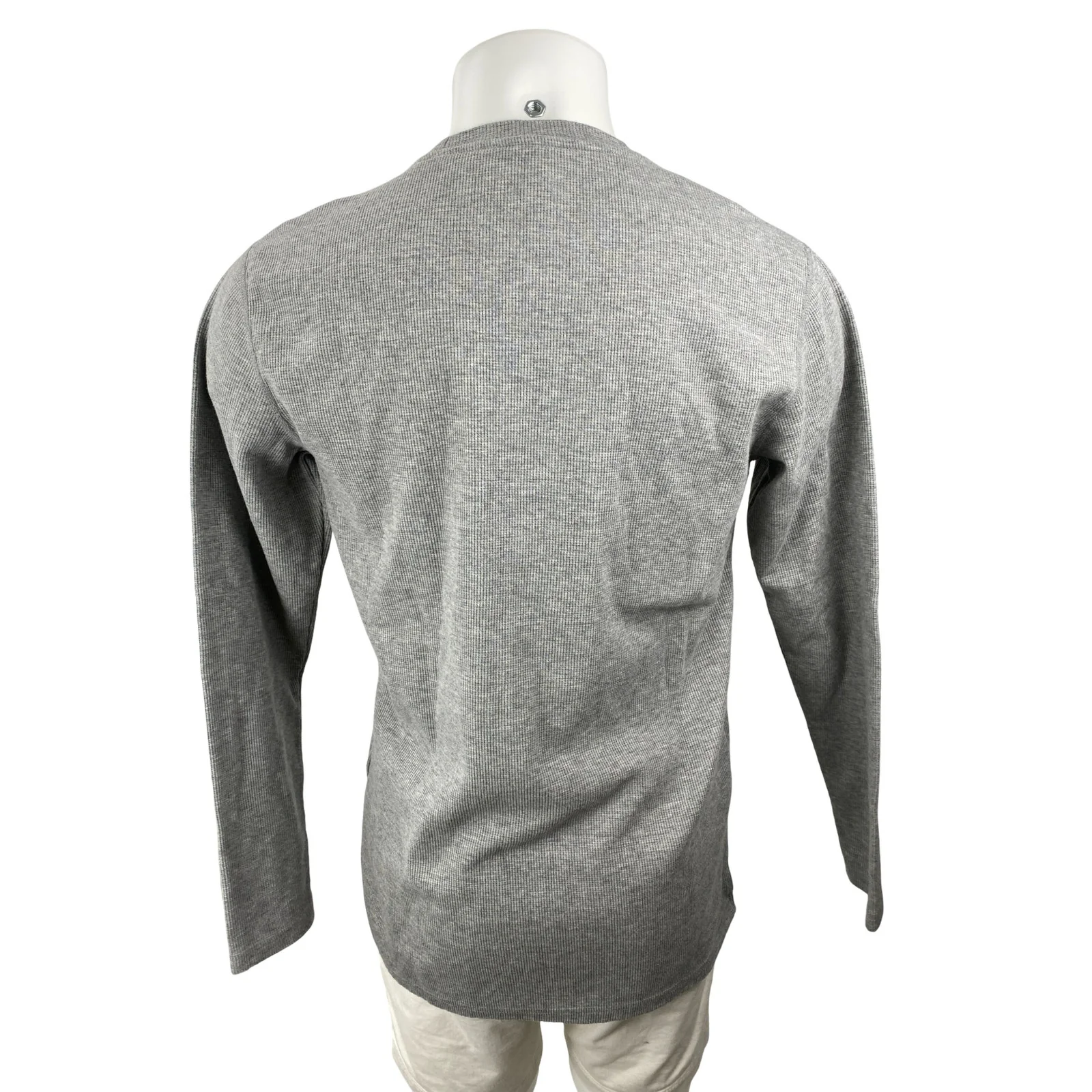 BYLT Men's Gray Long Sleeve Crew Neck Waffle Knit Thermal T Shirt Tee Top Size M - Image 4