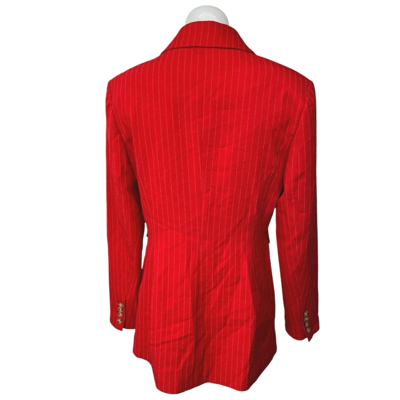 C/MEO Collective Red Pinstripe Double Breasted Notch Collar Blazer Coat Jacket M - Image 2