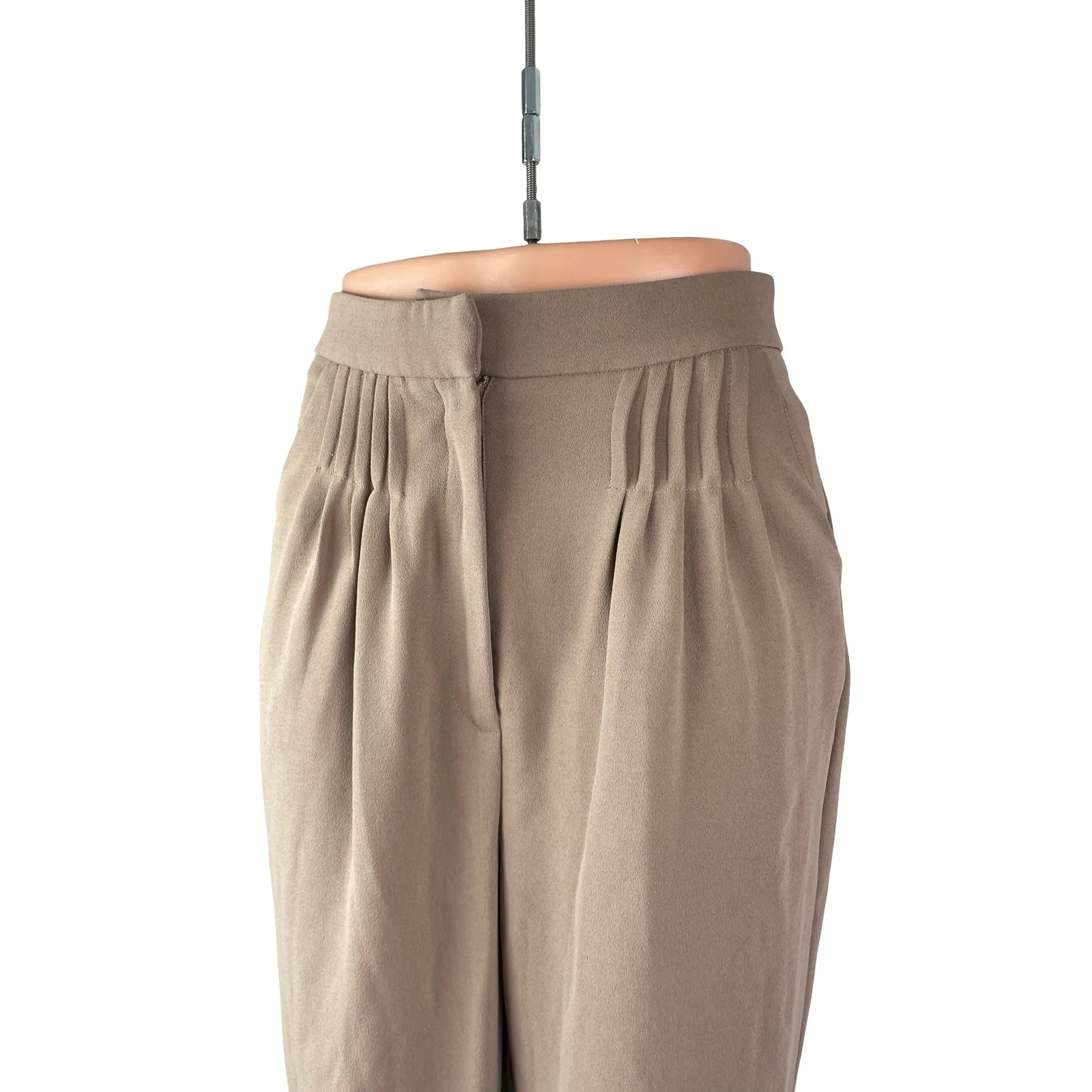 C/Meo Collective Women Tan Beige Pleated High Rise Tapered Trousers Pants Size S - Image 2