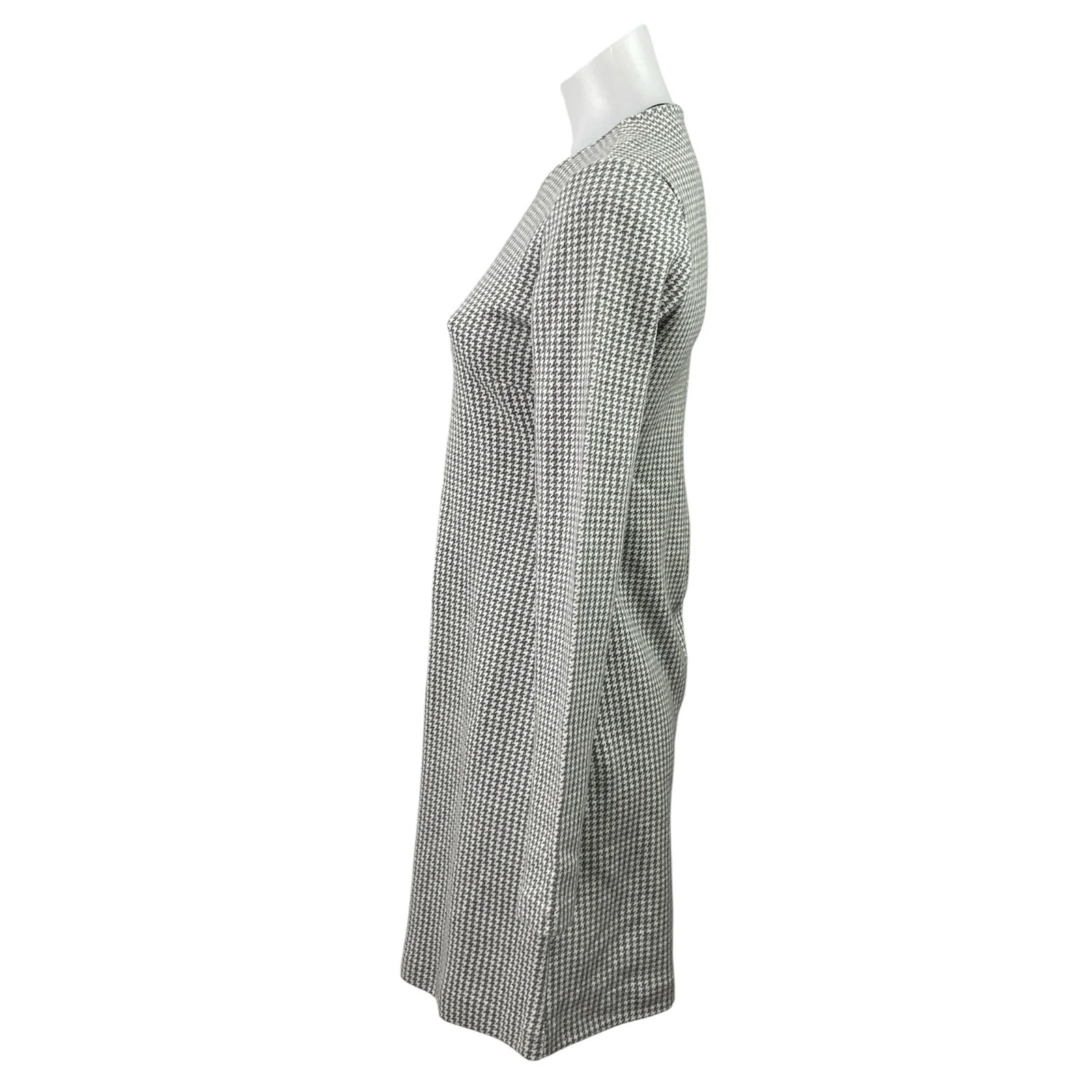 C Wonder Black White Houndstooth Long Sleeve Mini A-Line Sheath Sweater Dress XS - Image 2