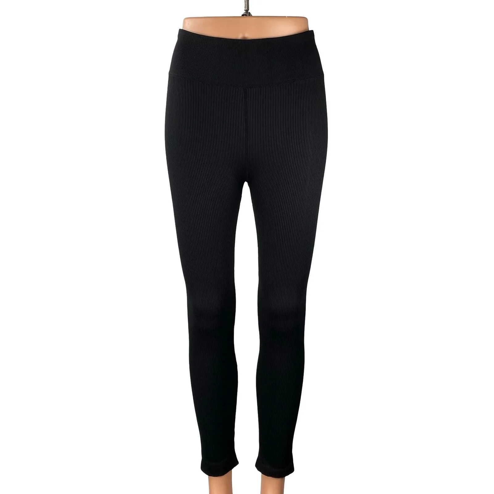Calvin Klein Black Ribbed Skinny Yoga Gym Athletic Activewear Leggings Pants M