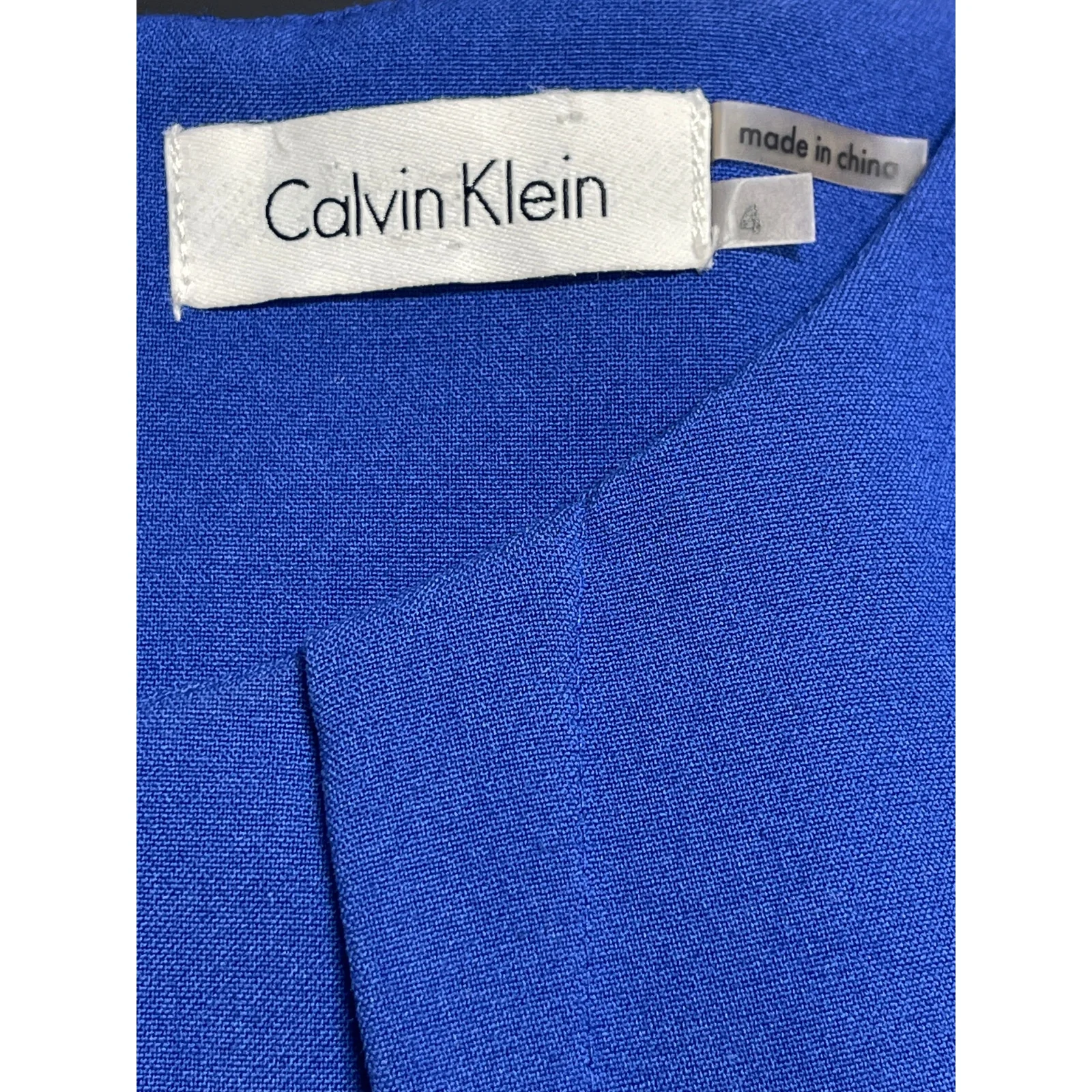 Calvin Klein Blue Pleated Cap Sleeve Mini Bodycon Pencil Sheath Dress Size 4 - Image 3