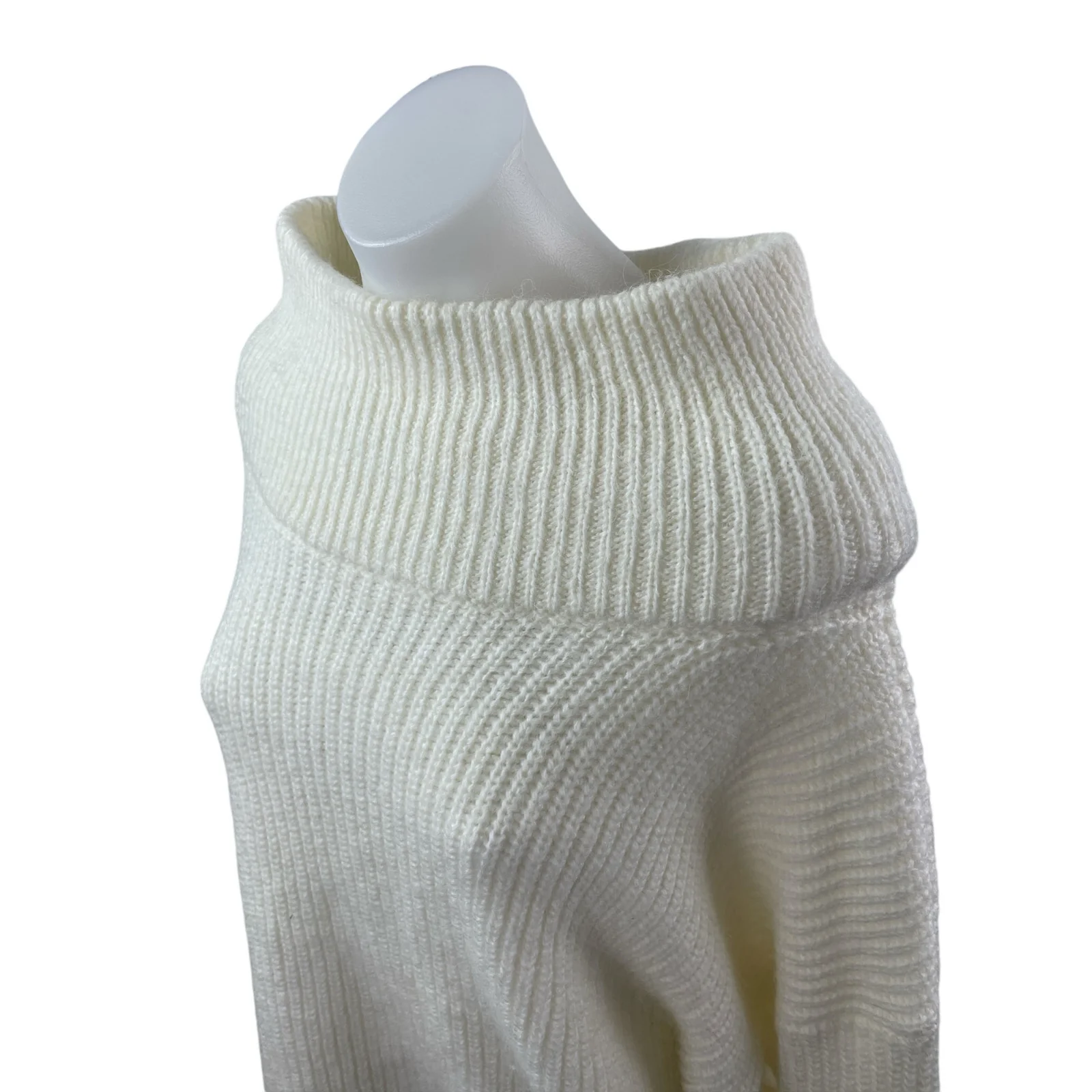 Calvin Klein Jeans Women's Cream Off The Shoulder Ribbed Knit Sweater Top Size S - Image 2