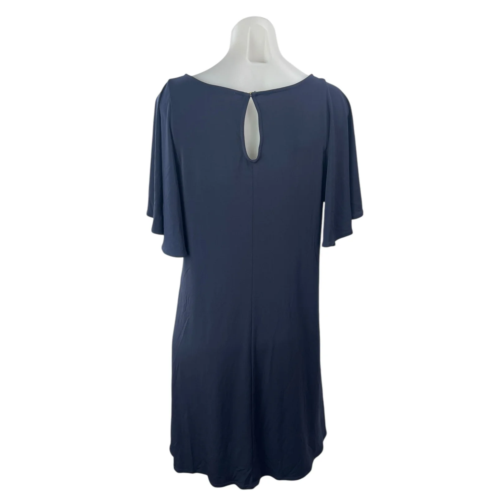 Calvin Klein Women's Blue Flutter Short Sleeve Cutout Mini Shift Dress Size 8 - Image 2