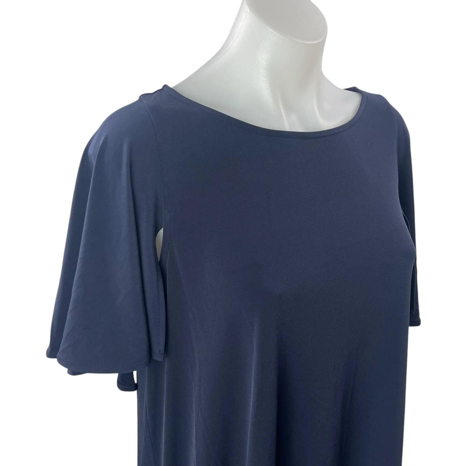 Calvin Klein Women's Blue Flutter Short Sleeve Cutout Mini Shift Dress Size 8 - Image 3