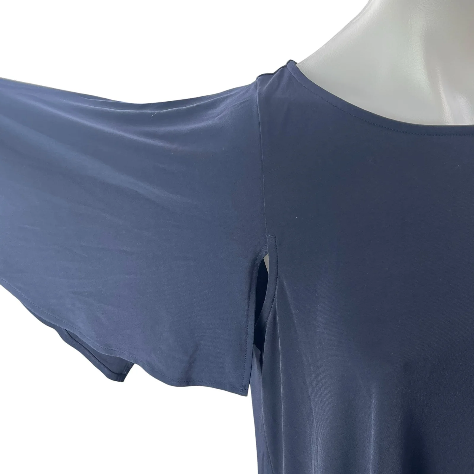 Calvin Klein Women's Blue Flutter Short Sleeve Cutout Mini Shift Dress Size 8 - Image 4