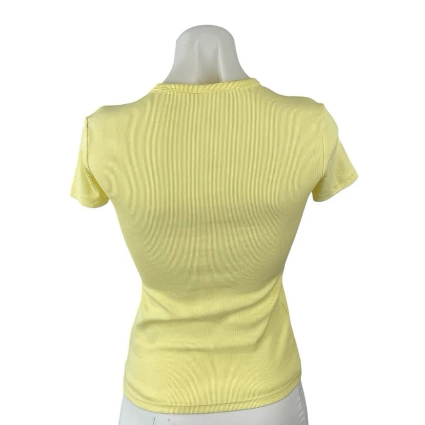 Calvin Klein Women's Yellow Crew Neck Short Sleeve Slim Baby Tee T-Shirt Top XS - Image 3