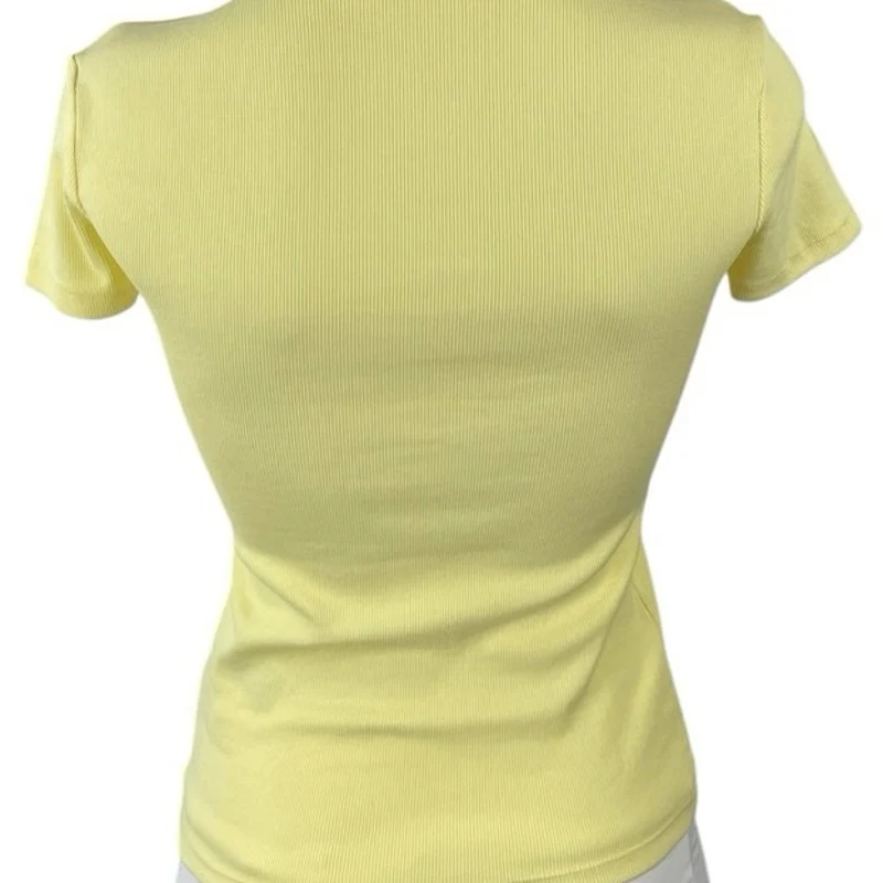 Calvin Klein Women's Yellow Crew Neck Short Sleeve Slim Baby Tee T-Shirt Top XS - Image 4