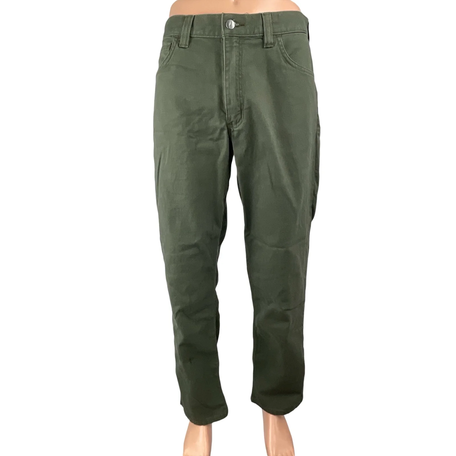 Carhartt Men's Green Relaxed Fit Straight Leg Khaki Chino Trousers Pants 35x32