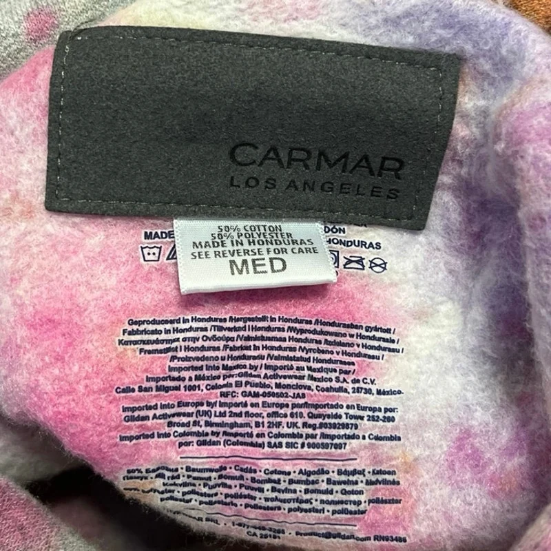 Carmar Multicolor Tie Dye Hooded Drawstring Long Sleeve Pullover Sweater Top M - Image 4