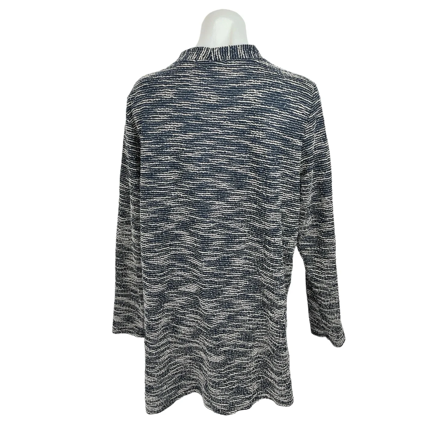 Carolyn Taylor Black White Heather Pocket Knit Open Cardigan Sweater Top Size L - Image 2